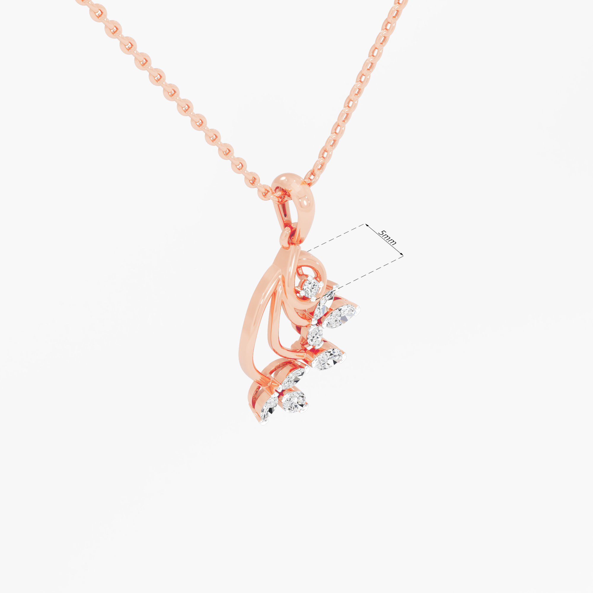 Willow Vine Diamond Pendants | Pendant Only in 9KT Rose Gold (Diamond Quality: FG-VVS VS)