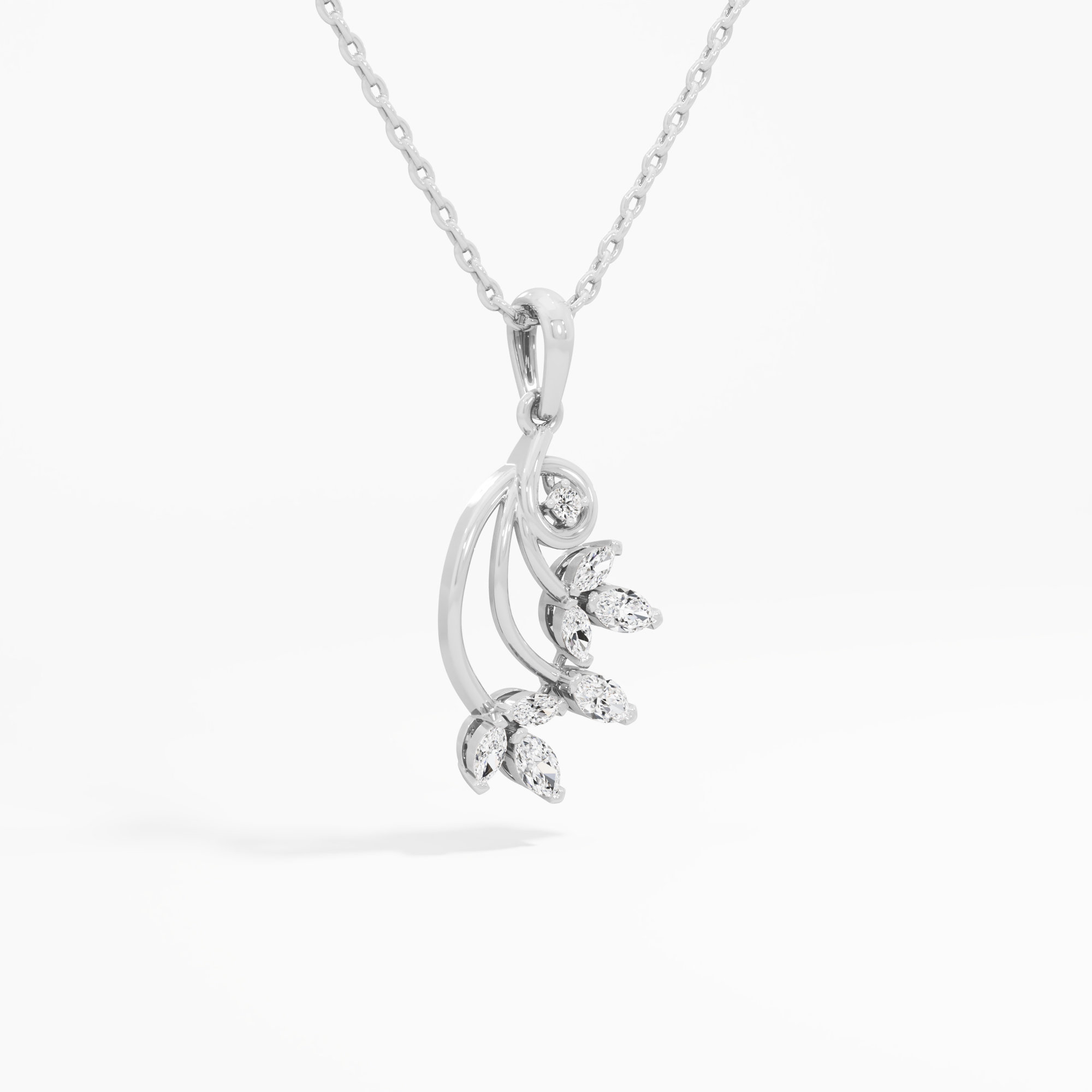 Willow Vine Diamond Pendants | Chain Available Separately in 9KT White Gold (Diamond Quality: FG-VVS VS)