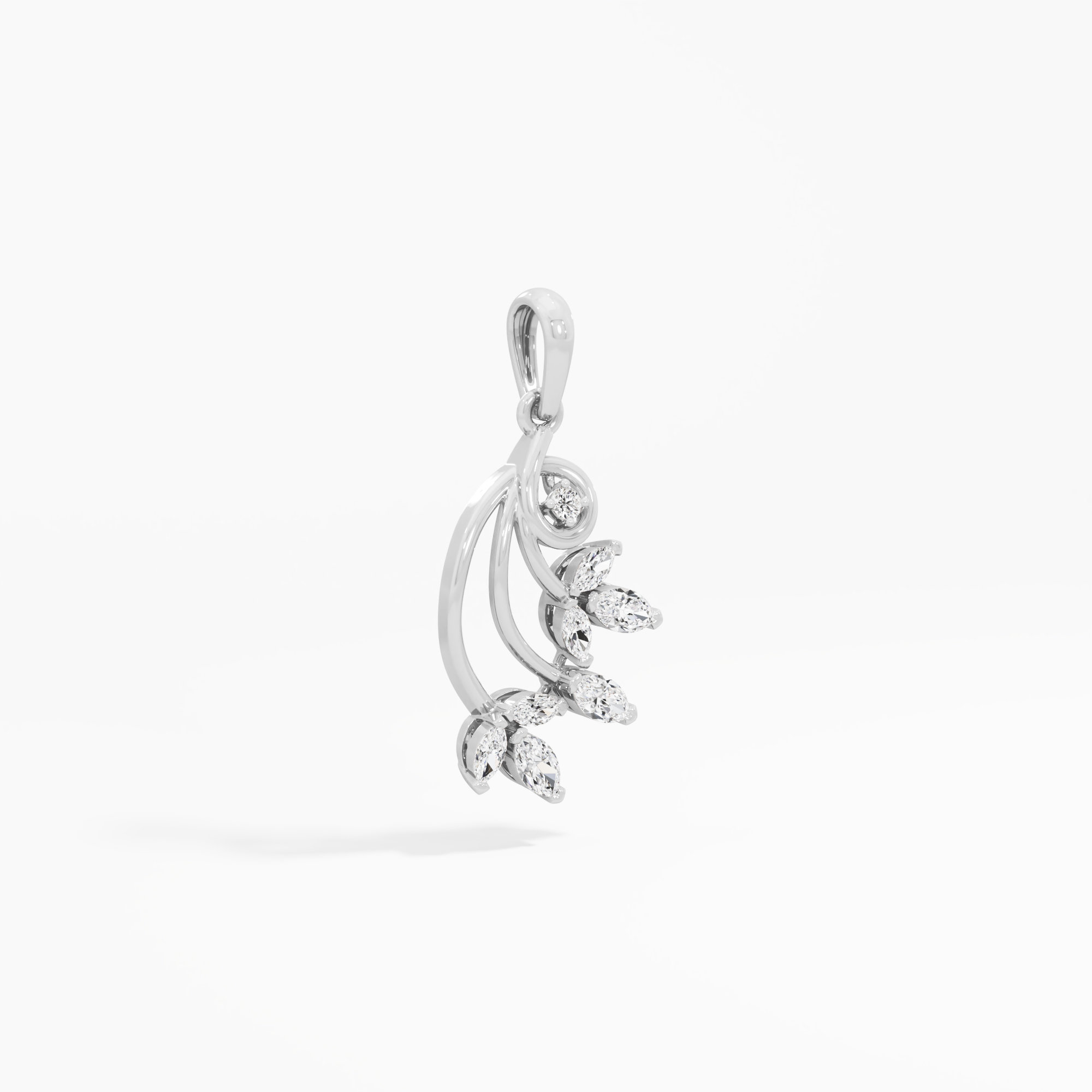 Willow Vine Diamond Pendants | Chain Available Separately in 9KT White Gold (Diamond Quality: FG-VVS VS)