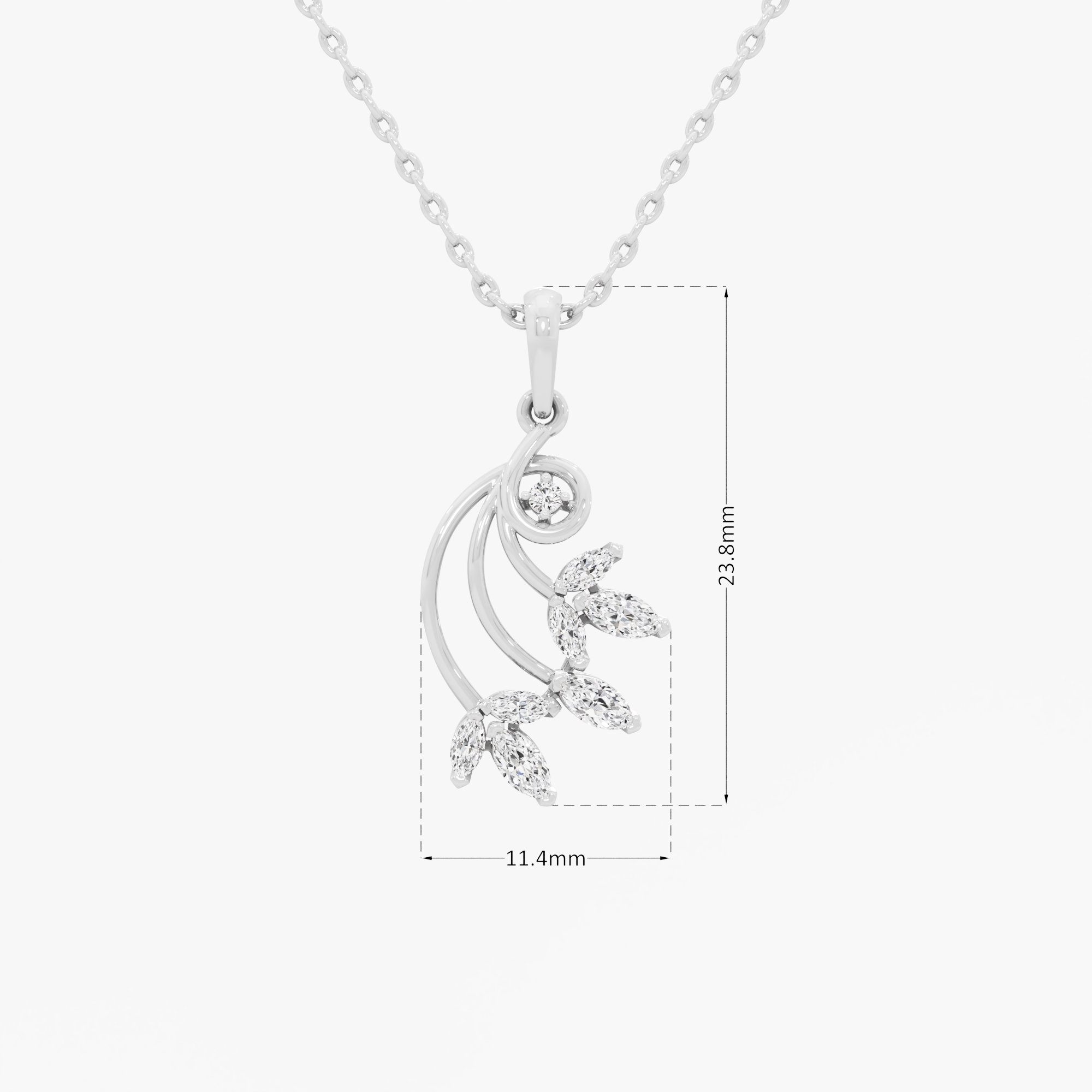 Willow Vine Diamond Pendants | Chain Available Separately in 9KT White Gold (Diamond Quality: FG-VVS VS)
