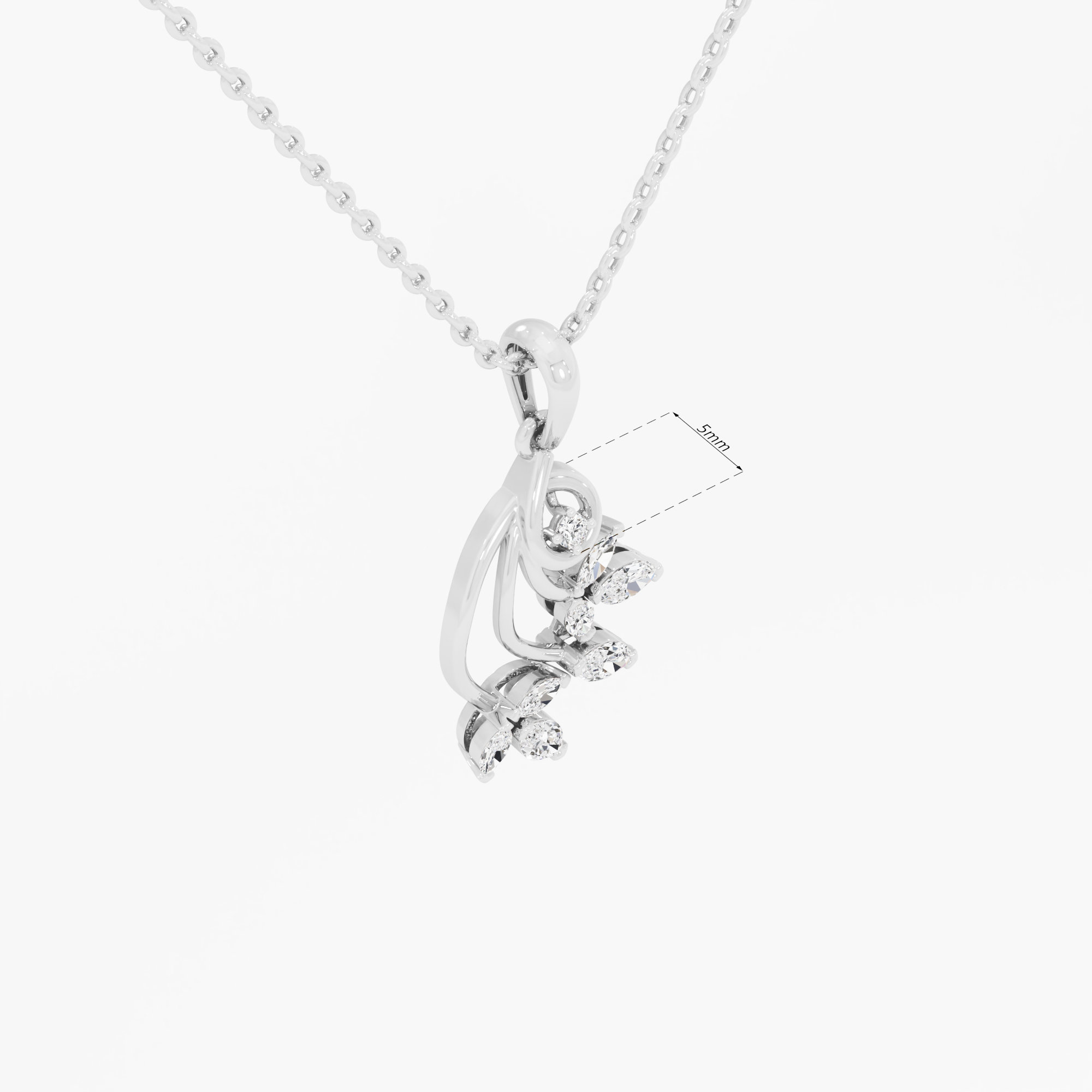 Willow Vine Diamond Pendants | Chain Available Separately in 9KT White Gold (Diamond Quality: FG-VVS VS)