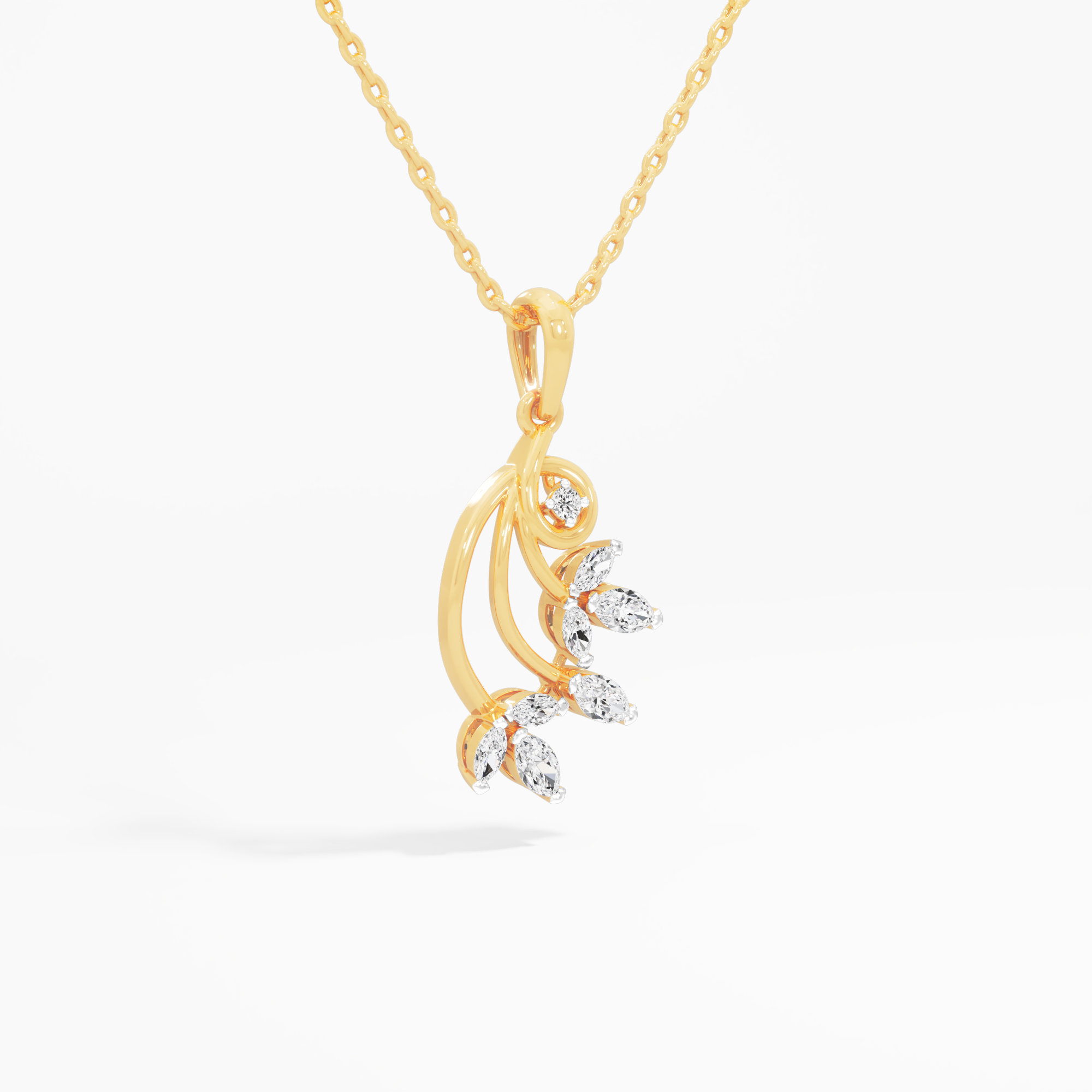 Willow Vine Diamond Pendants | Individual Pendant in 9KT Yellow Gold (Diamond Quality: FG-VVS VS)