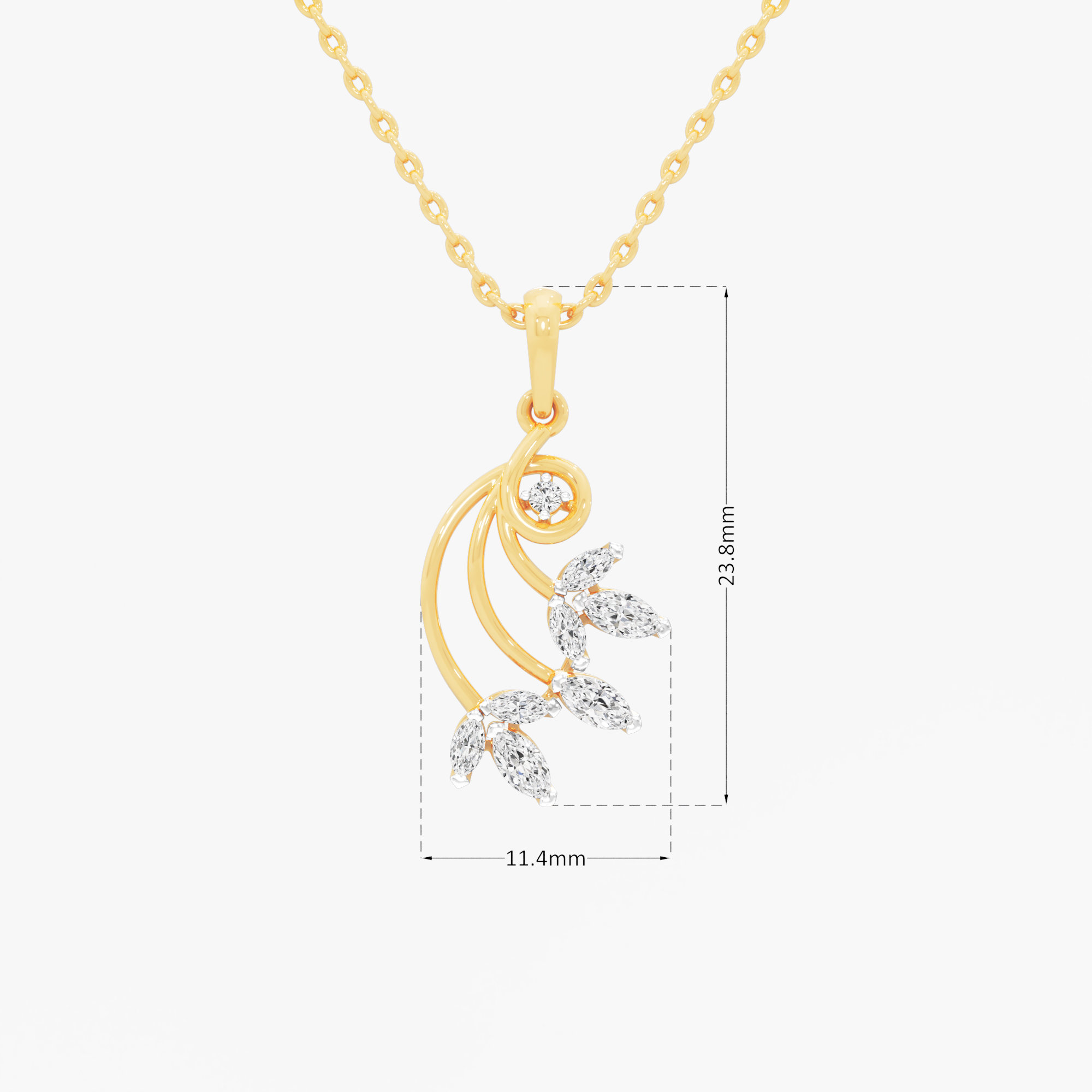Willow Vine Diamond Pendants | Individual Pendant in 9KT Yellow Gold (Diamond Quality: FG-VVS VS)