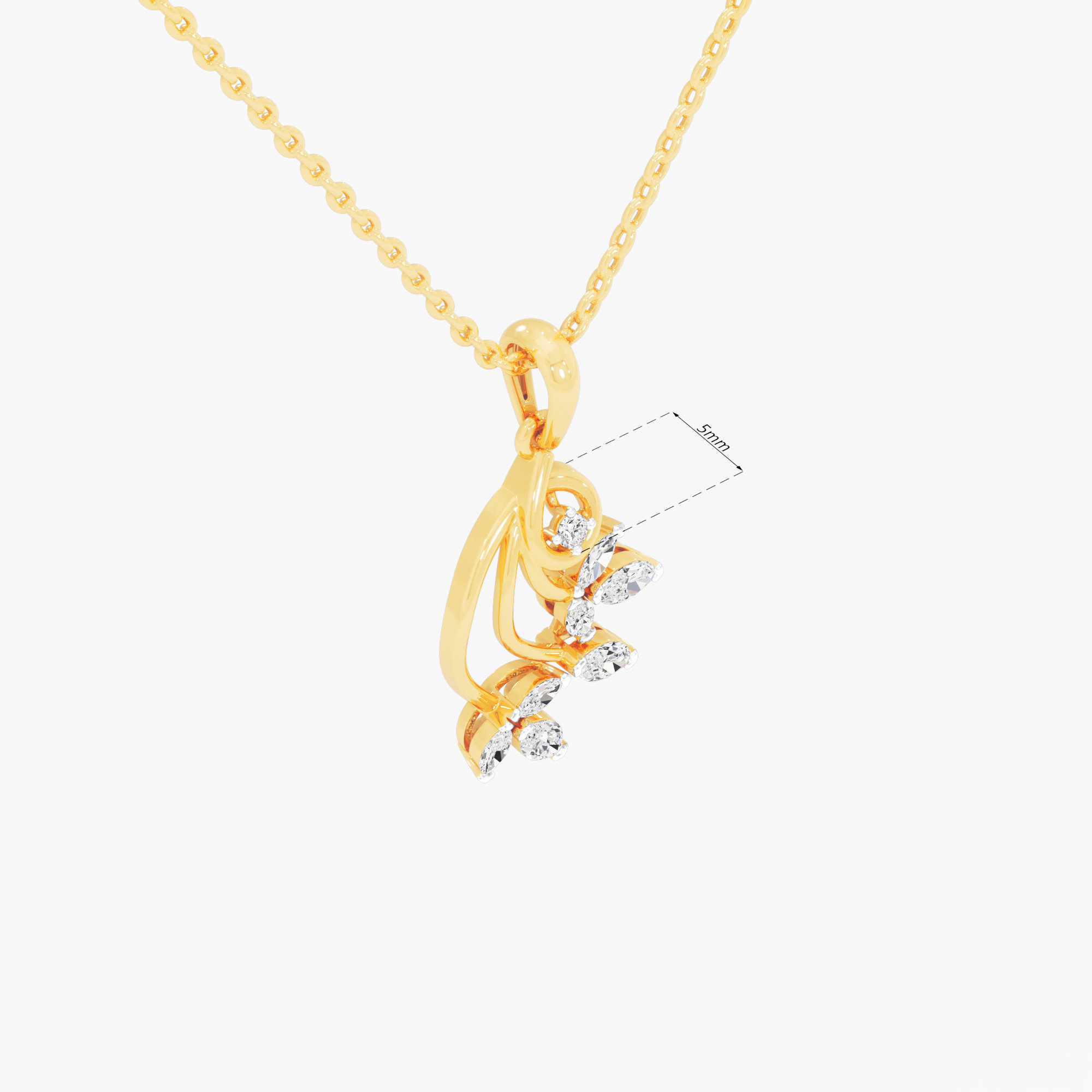 Willow Vine Diamond Pendants | Individual Pendant in 9KT Yellow Gold (Diamond Quality: FG-VVS VS)