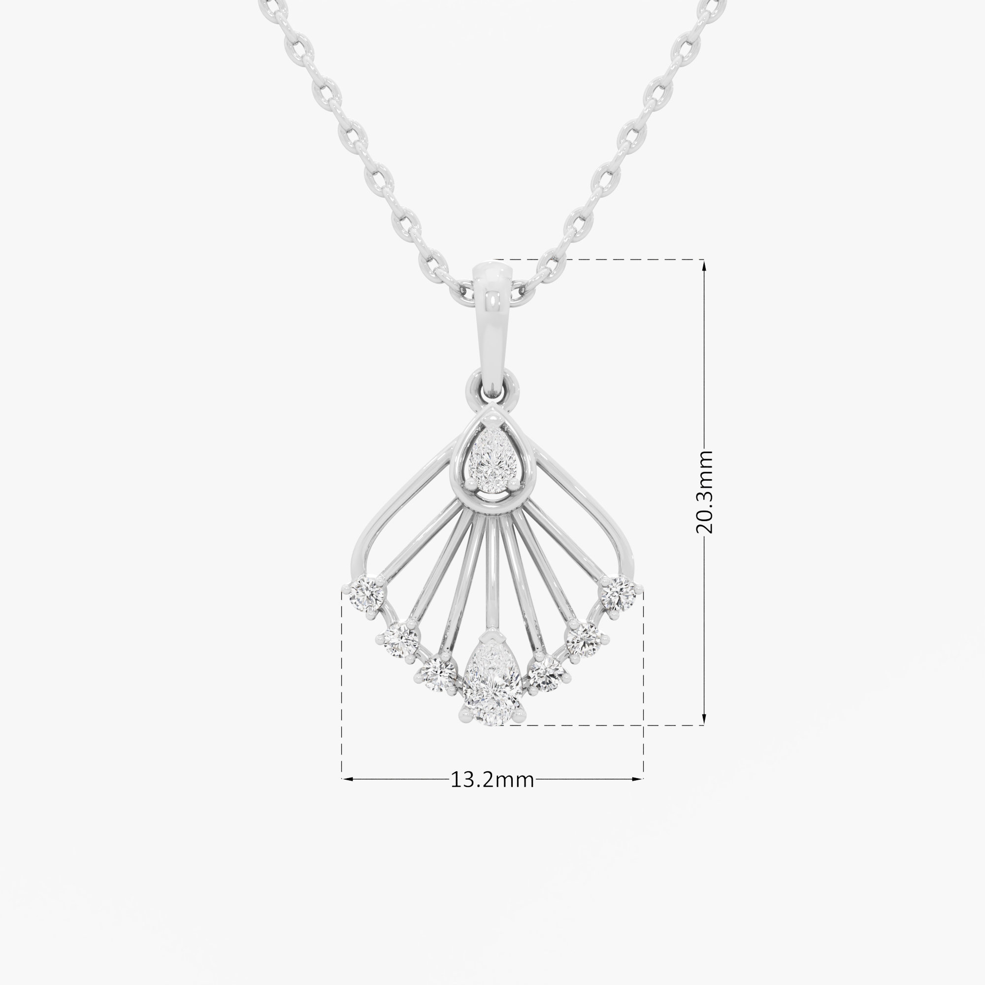 Feathered Fan Diamond Pendants | Chain Available Separately in 9KT White Gold (Diamond Quality: FG-VVS VS)