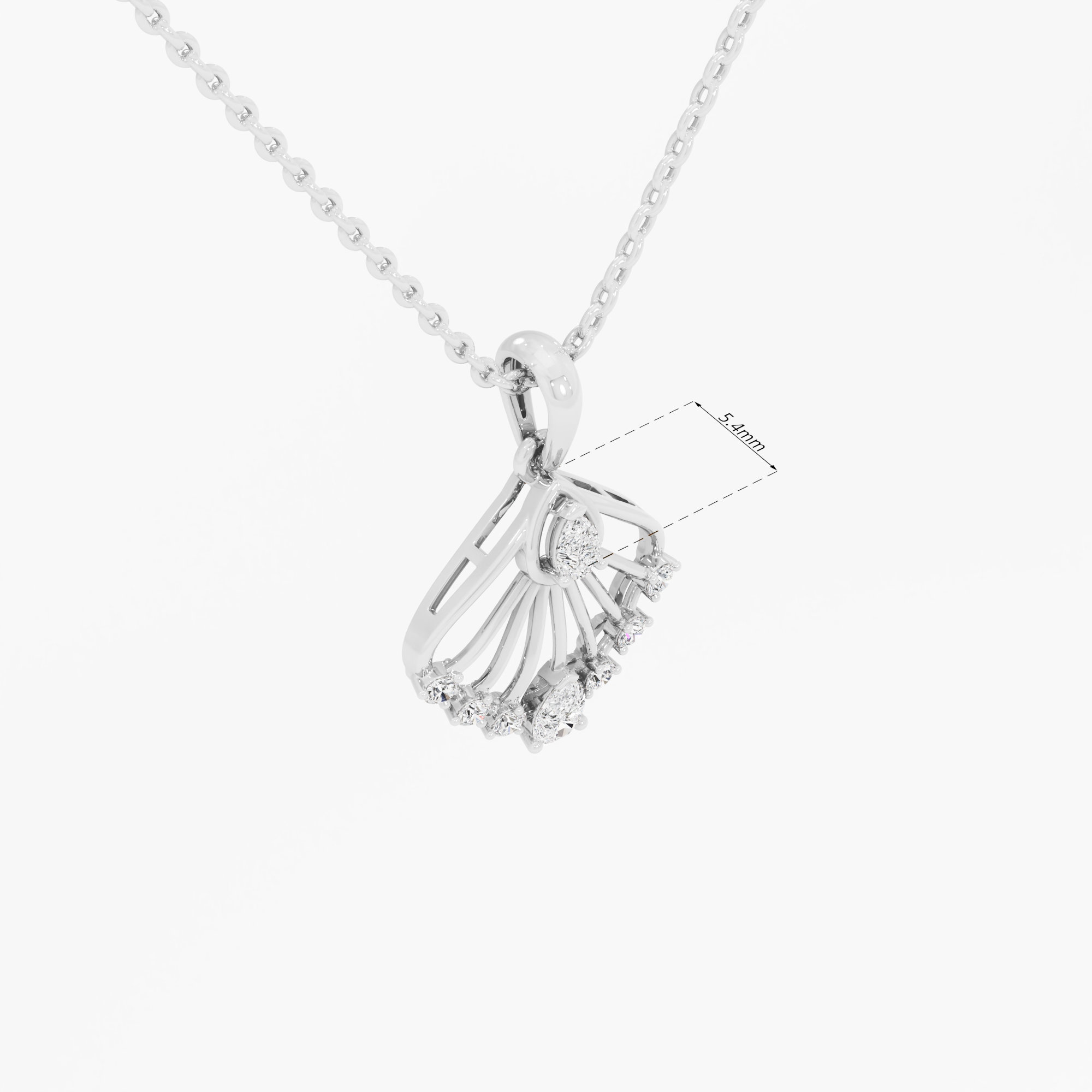 Feathered Fan Diamond Pendants | Chain Available Separately in 9KT White Gold (Diamond Quality: FG-VVS VS)