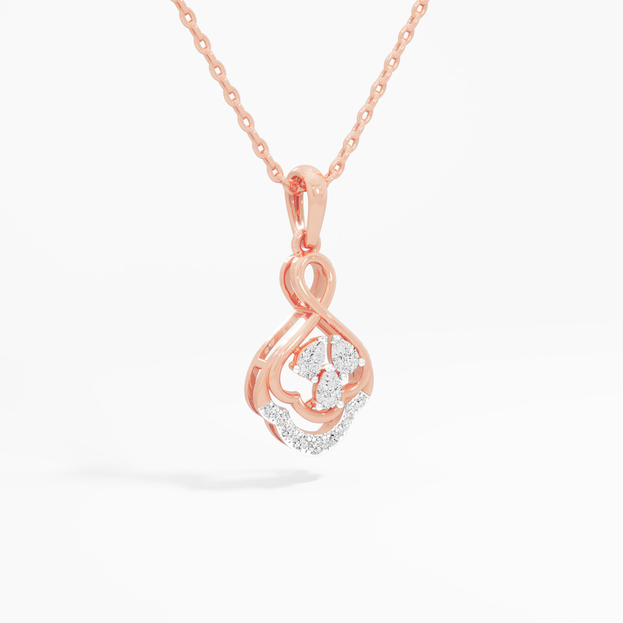 Clover Knot Diamond Pendants | Pendant Only in 9KT Rose Gold (Diamond Quality: FG-VVS VS)