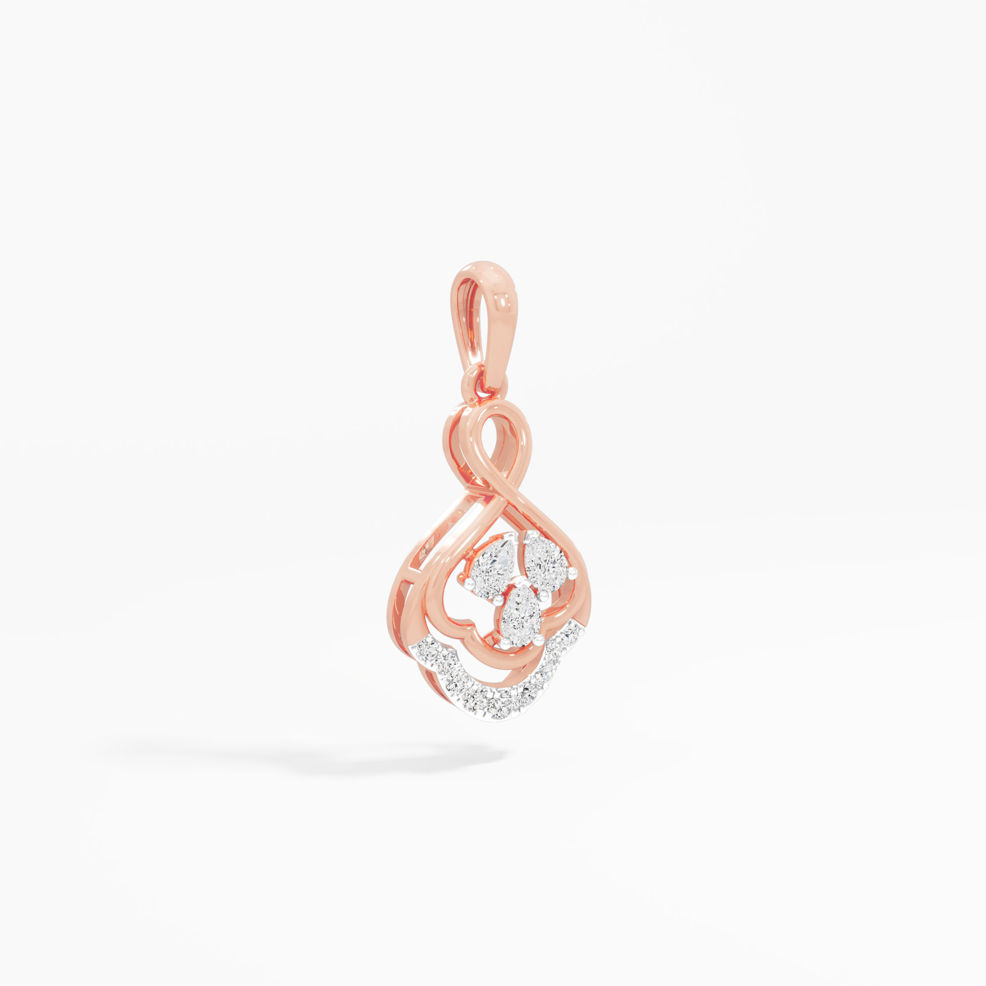 Clover Knot Diamond Pendants | Pendant Only in 9KT Rose Gold (Diamond Quality: FG-VVS VS)