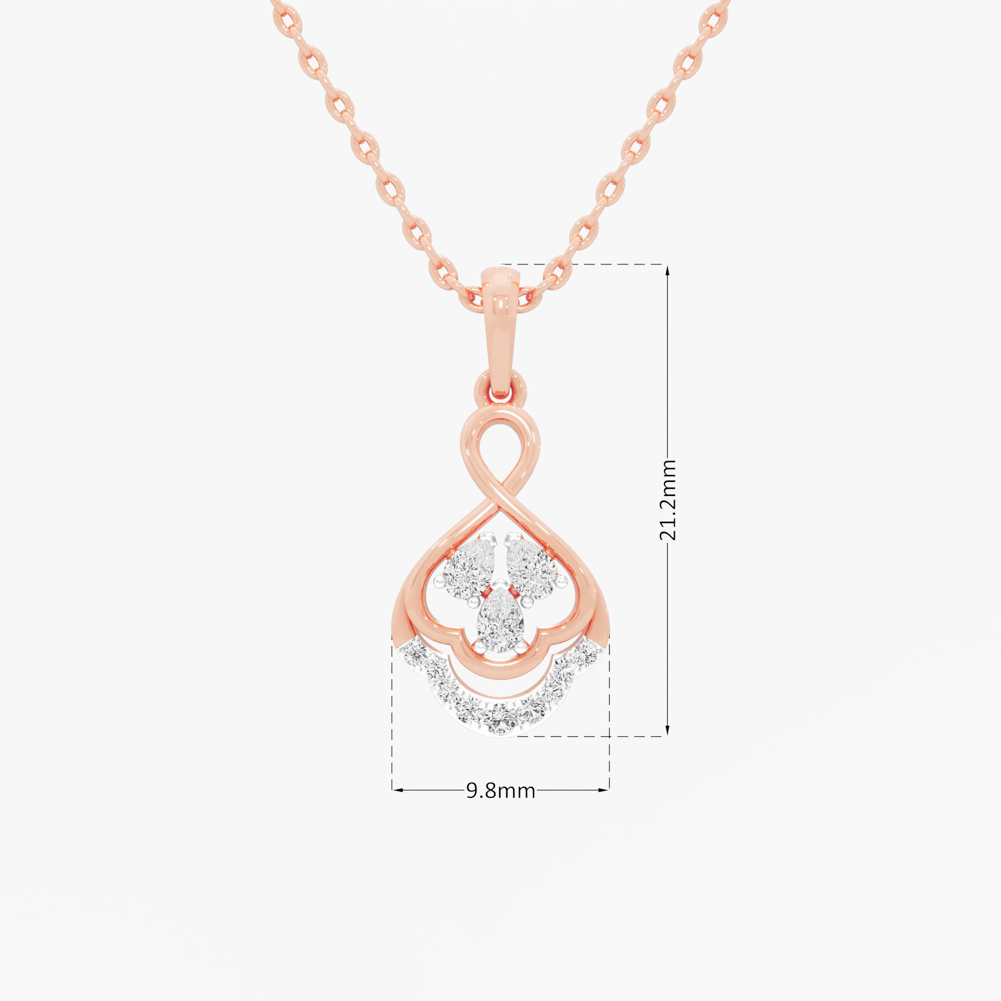 Clover Knot Diamond Pendants | Pendant Only in 9KT Rose Gold (Diamond Quality: FG-VVS VS)