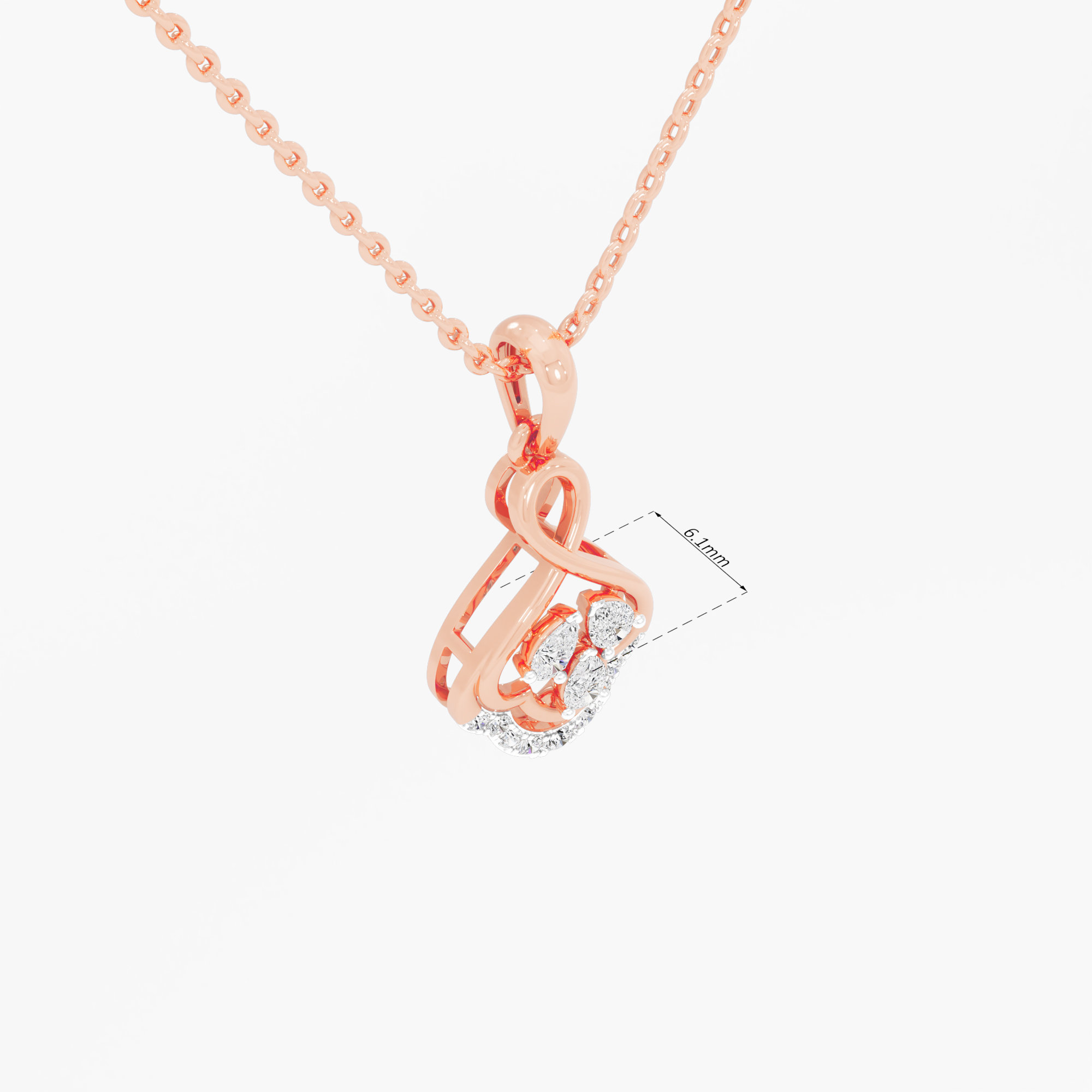 Clover Knot Diamond Pendants | Pendant Only in 9KT Rose Gold (Diamond Quality: FG-VVS VS)