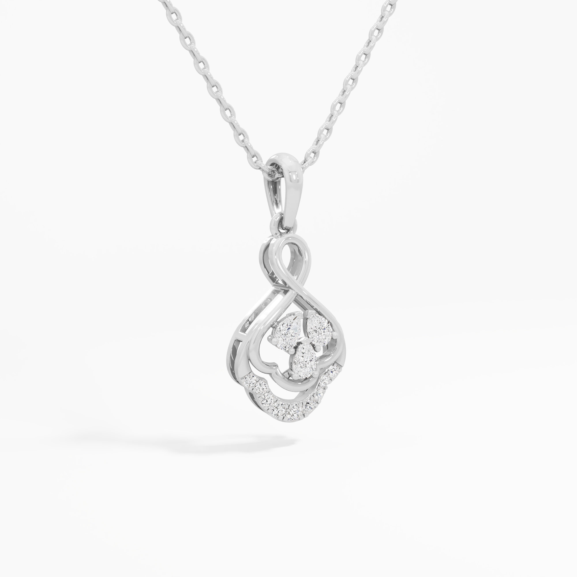 Clover Knot Diamond Pendants | Chain Available Separately in 9KT White Gold (Diamond Quality: FG-VVS VS)