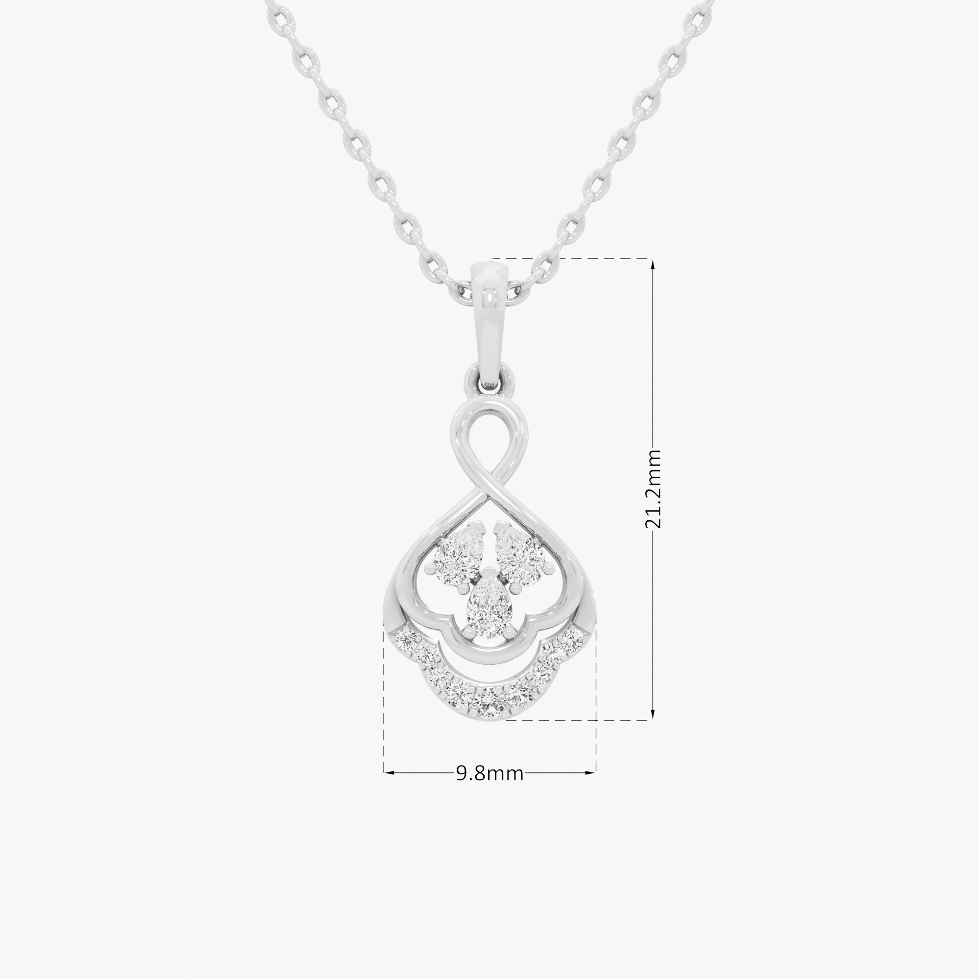 Clover Knot Diamond Pendants | Chain Available Separately in 9KT White Gold (Diamond Quality: FG-VVS VS)