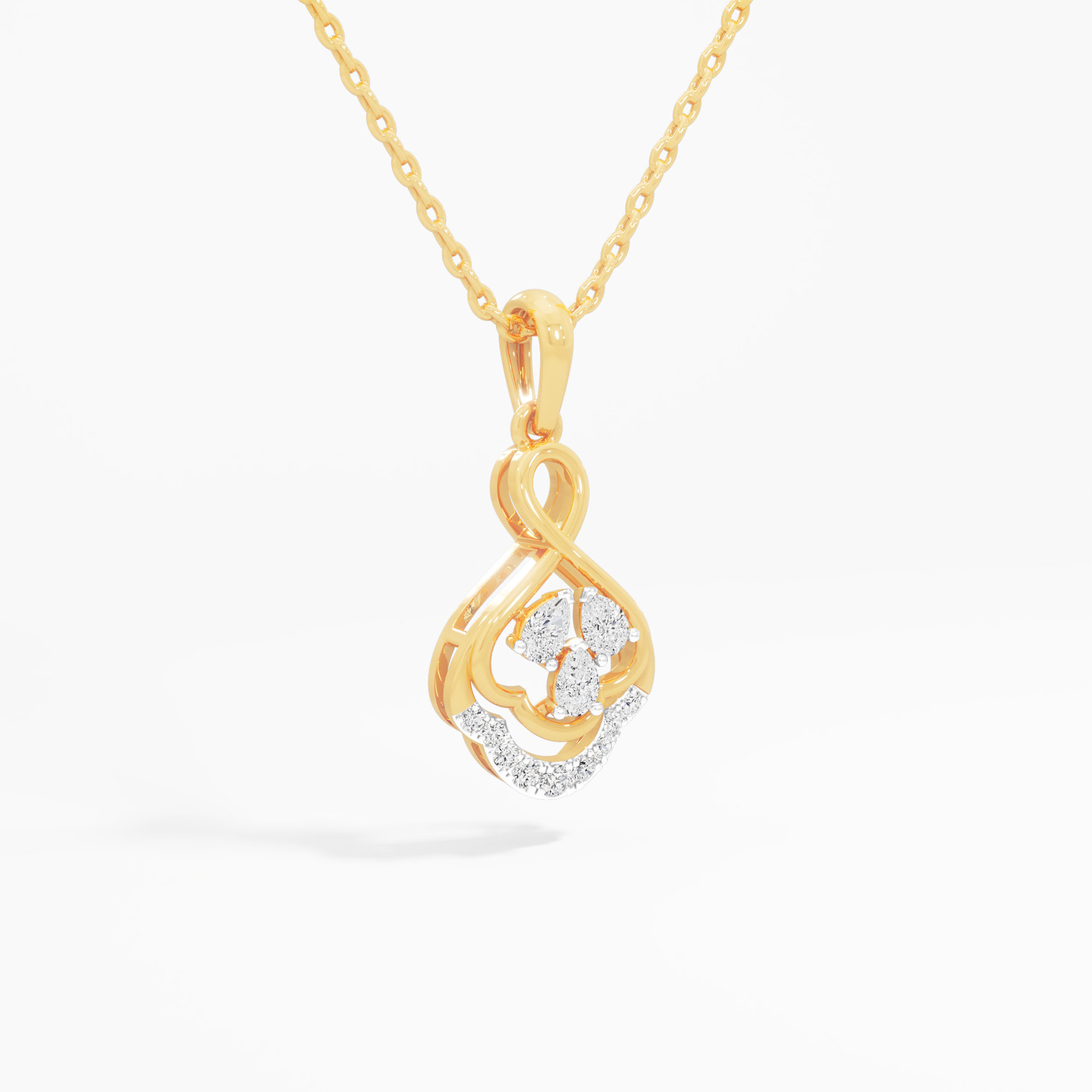 Clover Knot Diamond Pendants | Individual Pendant in 9KT Yellow Gold (Diamond Quality: FG-VVS VS)