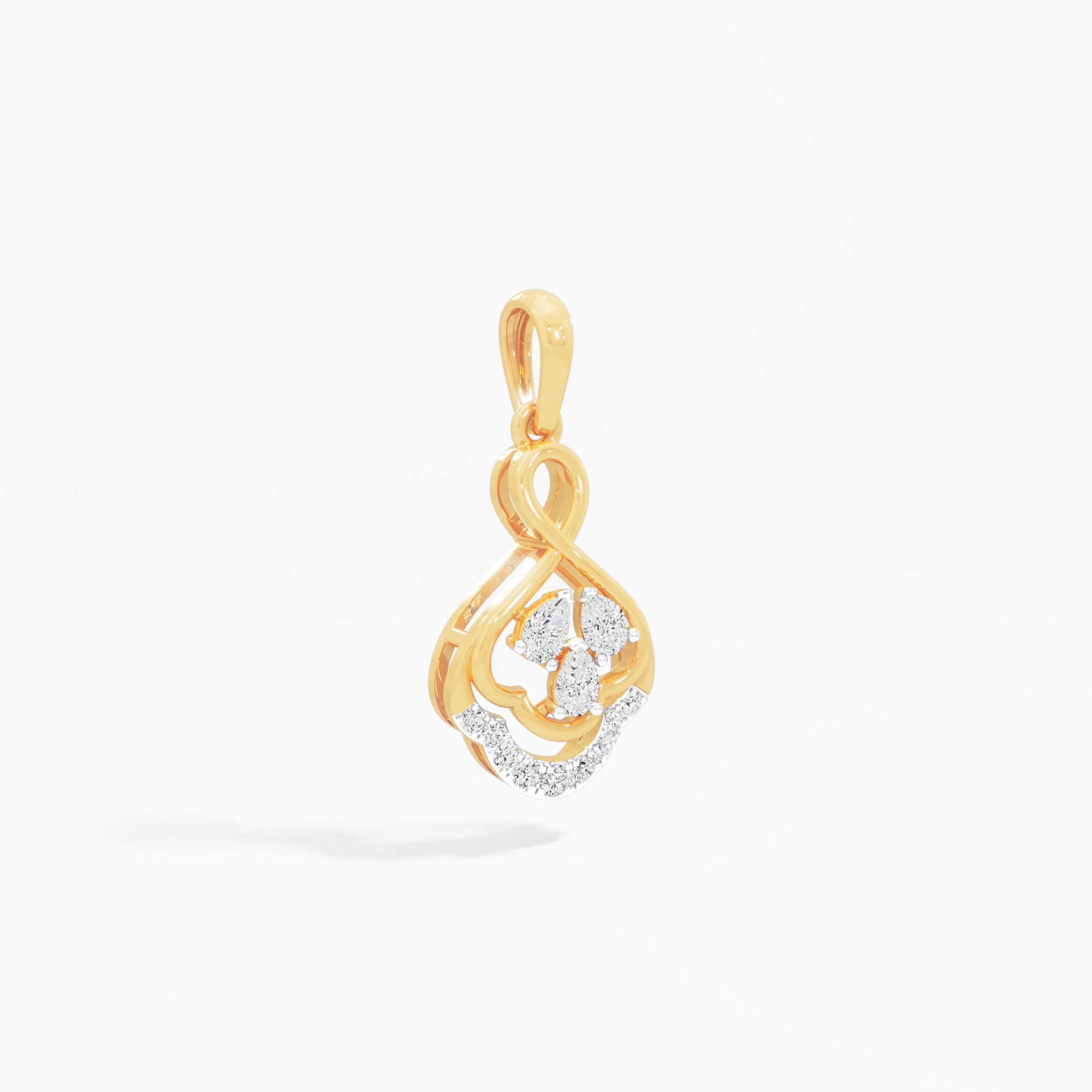 Clover Knot Diamond Pendants | Individual Pendant in 9KT Yellow Gold (Diamond Quality: FG-VVS VS)