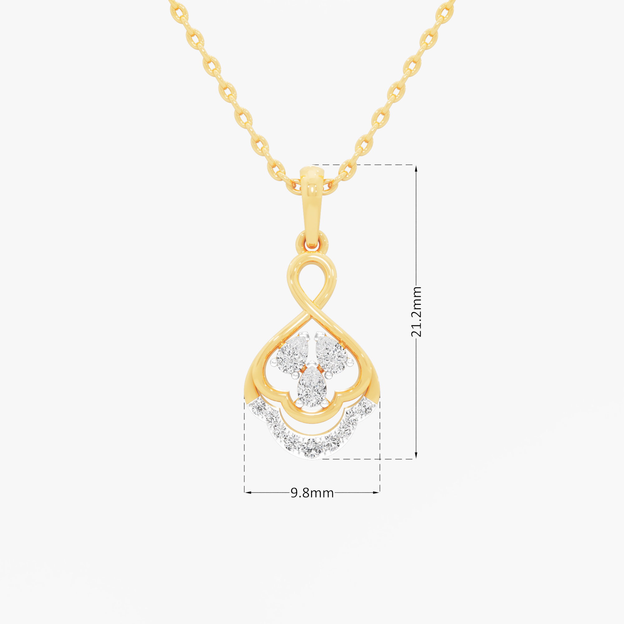 Clover Knot Diamond Pendants | Individual Pendant in 9KT Yellow Gold (Diamond Quality: FG-VVS VS)