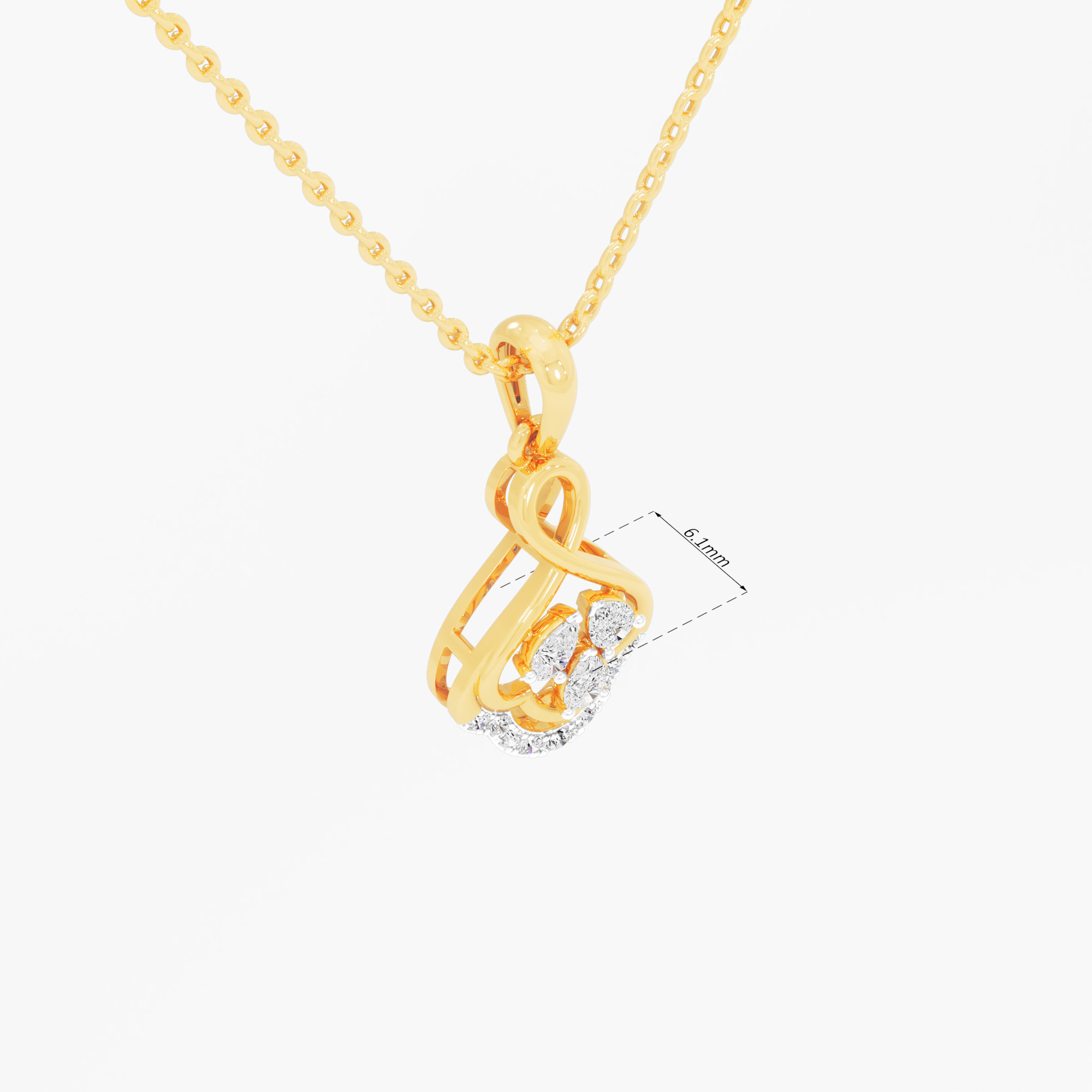 Clover Knot Diamond Pendants | Individual Pendant in 9KT Yellow Gold (Diamond Quality: FG-VVS VS)