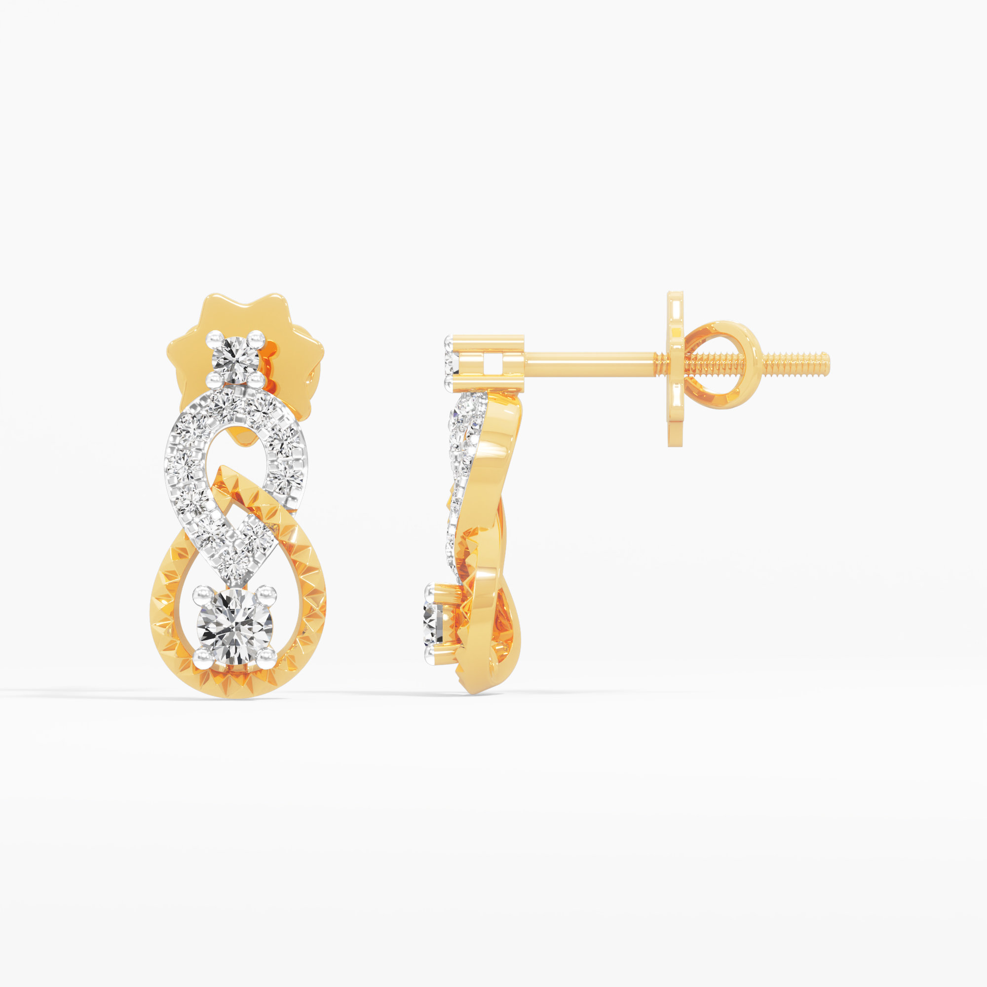 Cascade Loop Stud Earrings in 9KT Yellow Gold (Diamond Quality:FG-VVS VS)