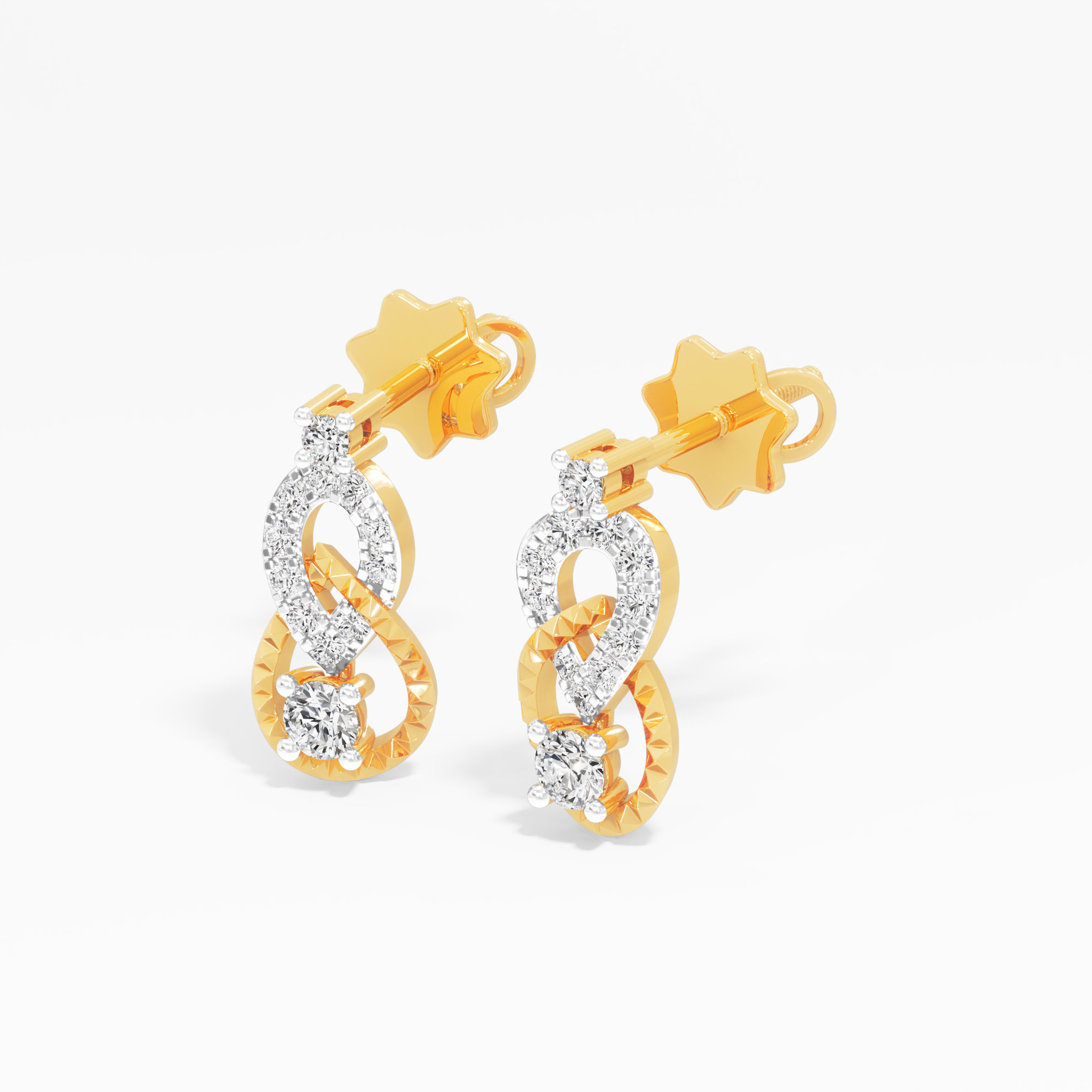 Cascade Loop Stud Earrings in 9KT Yellow Gold (Diamond Quality:FG-VVS VS)