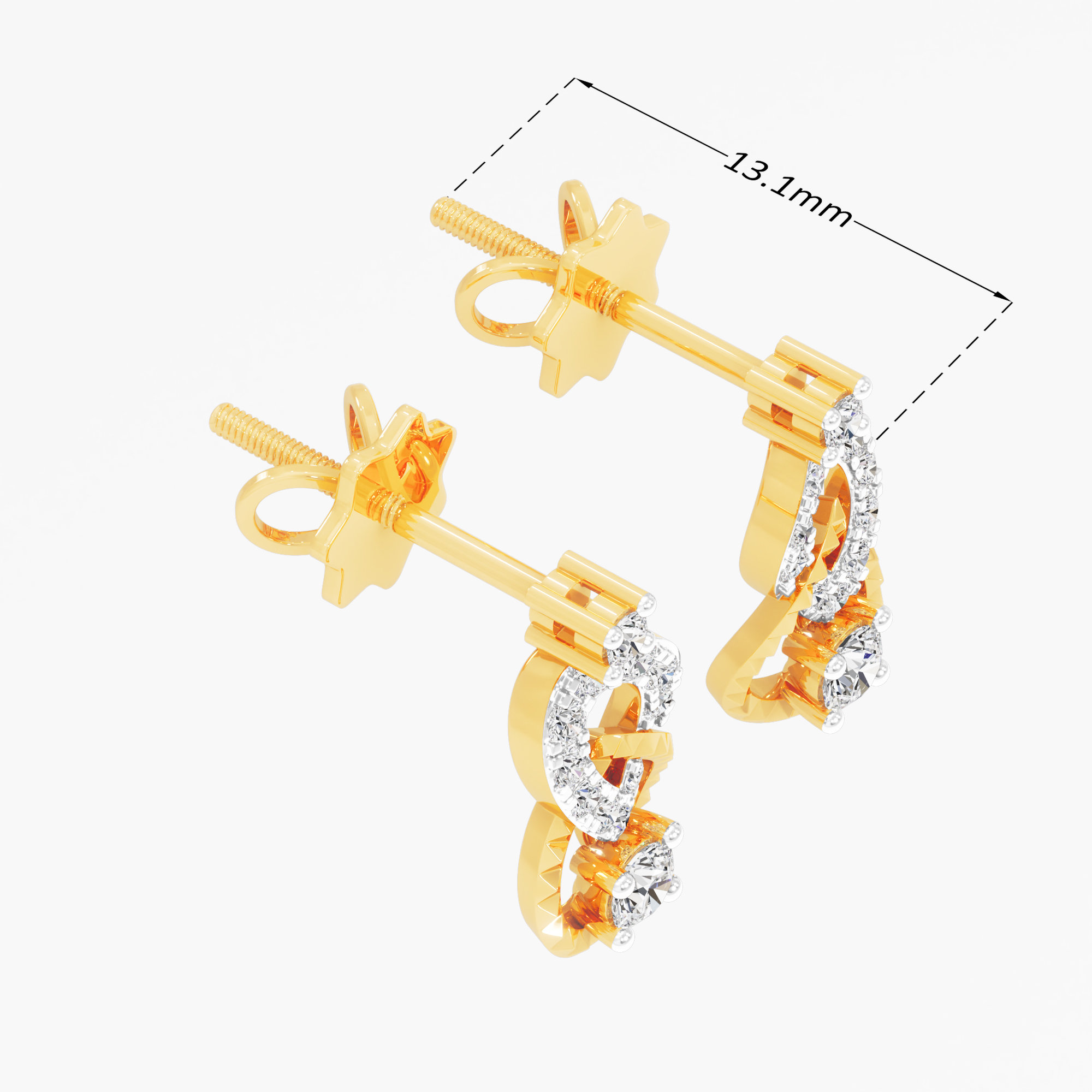 Cascade Loop Stud Earrings in 9KT Yellow Gold (Diamond Quality:FG-VVS VS)