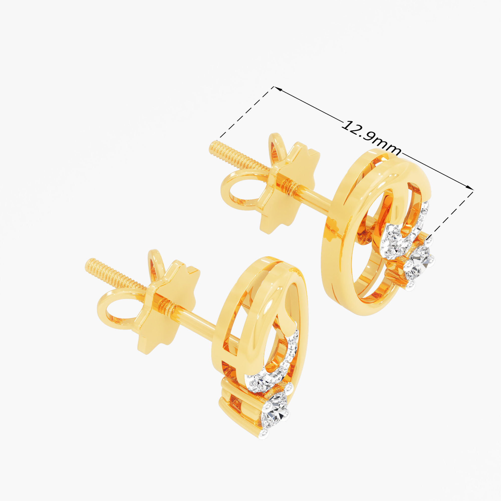 Star Orbit Stud Earrings in 9KT Yellow Gold (Diamond Quality: FG-VVS VS)