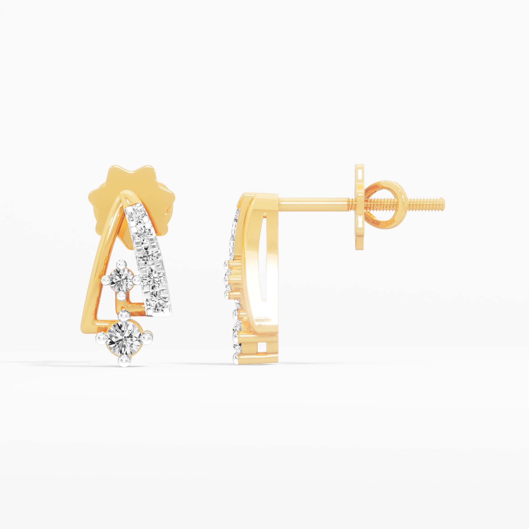 Prism Drop Stud Earrings in 9KT Yellow Gold (Diamond Quality: FG-VVS VS)