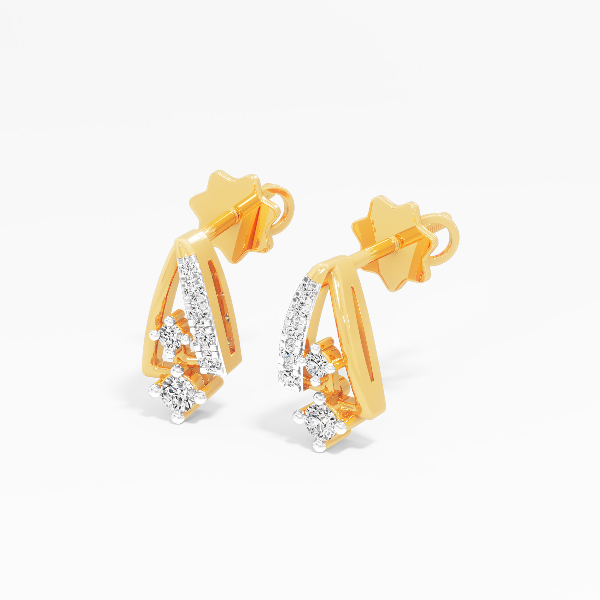 Prism Drop Stud Earrings in 9KT Yellow Gold (Diamond Quality: FG-VVS VS)