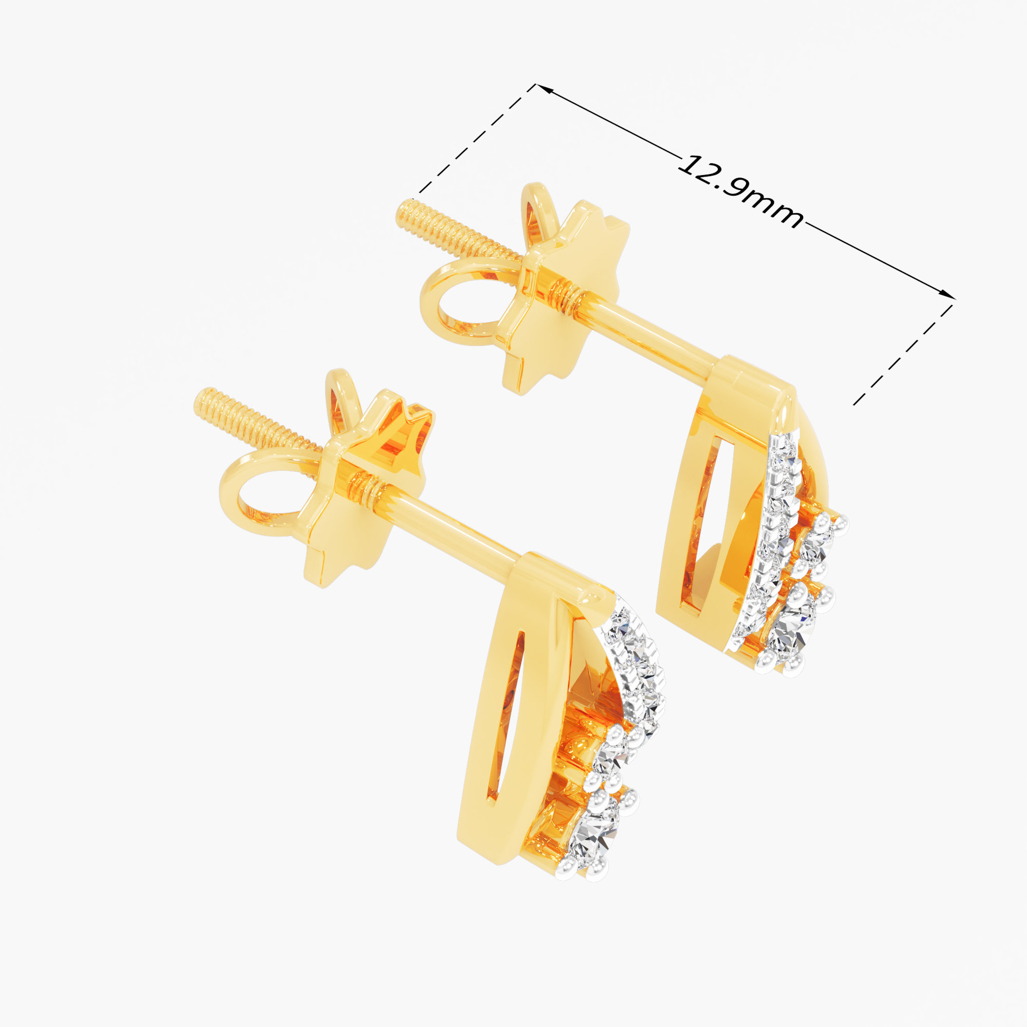 Prism Drop Stud Earrings in 9KT Yellow Gold (Diamond Quality: FG-VVS VS)