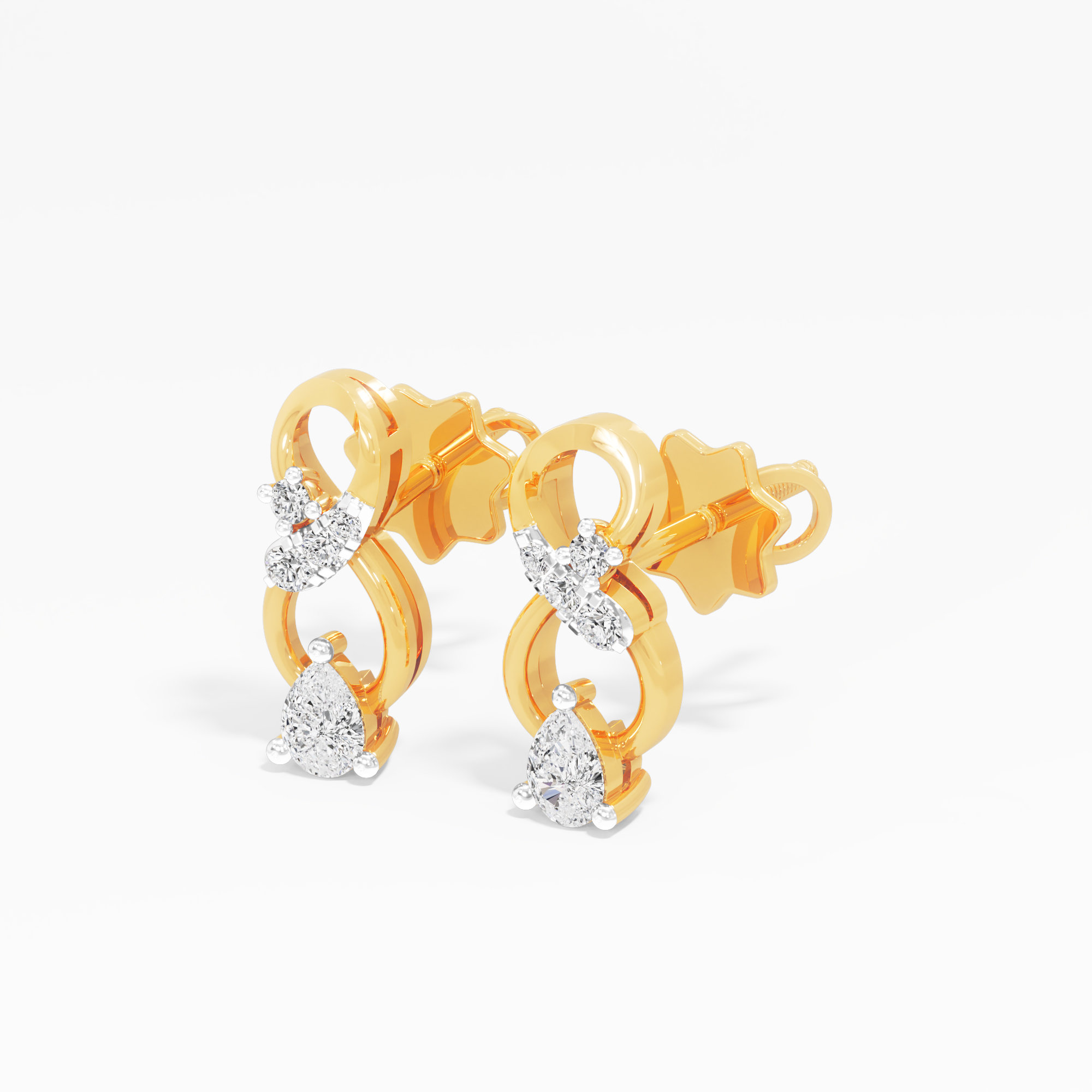 Locket Circle Stud Earrings in 9KT Yellow Gold (Diamond Quality: FG-VVS VS)
