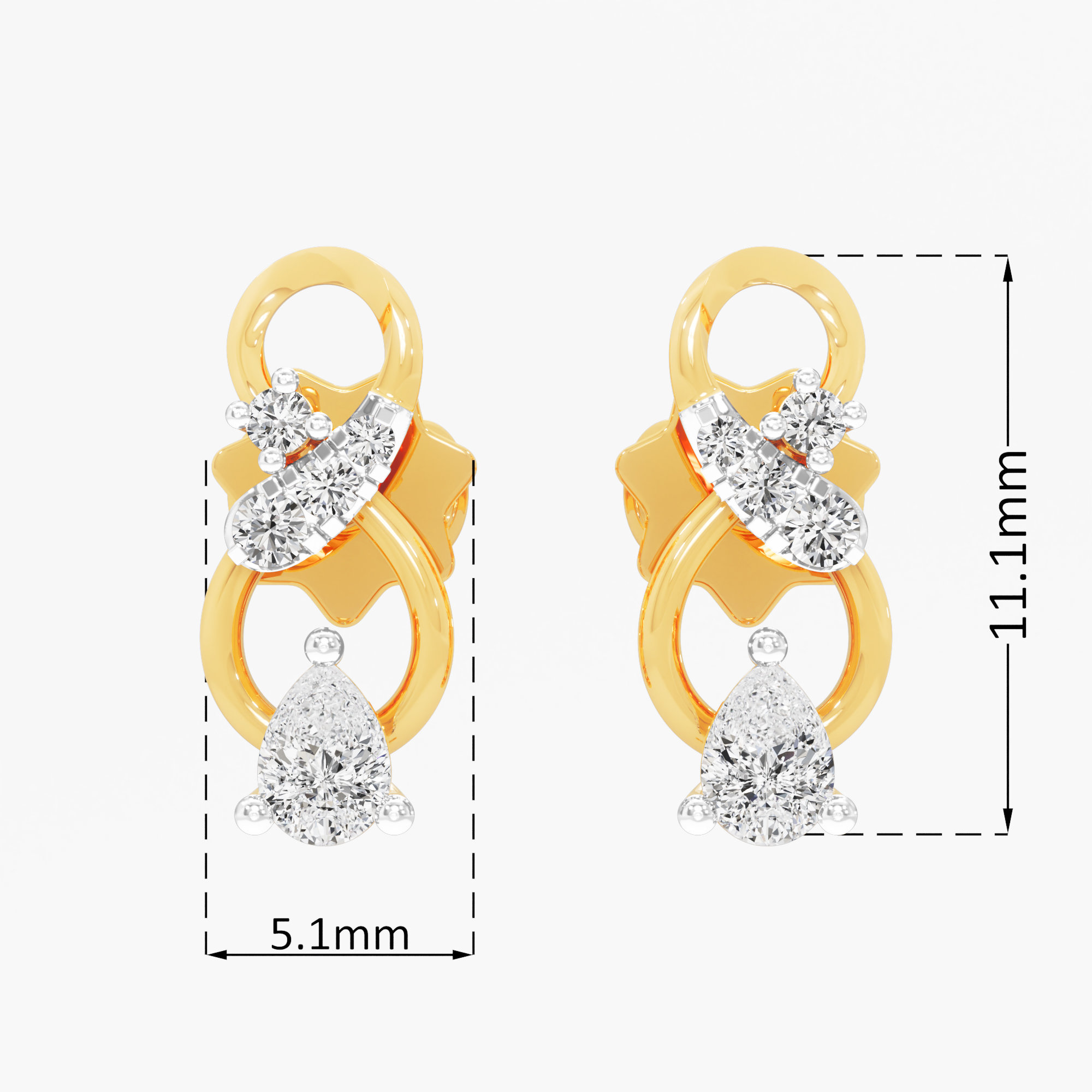 Locket Circle Stud Earrings in 9KT Yellow Gold (Diamond Quality: FG-VVS VS)