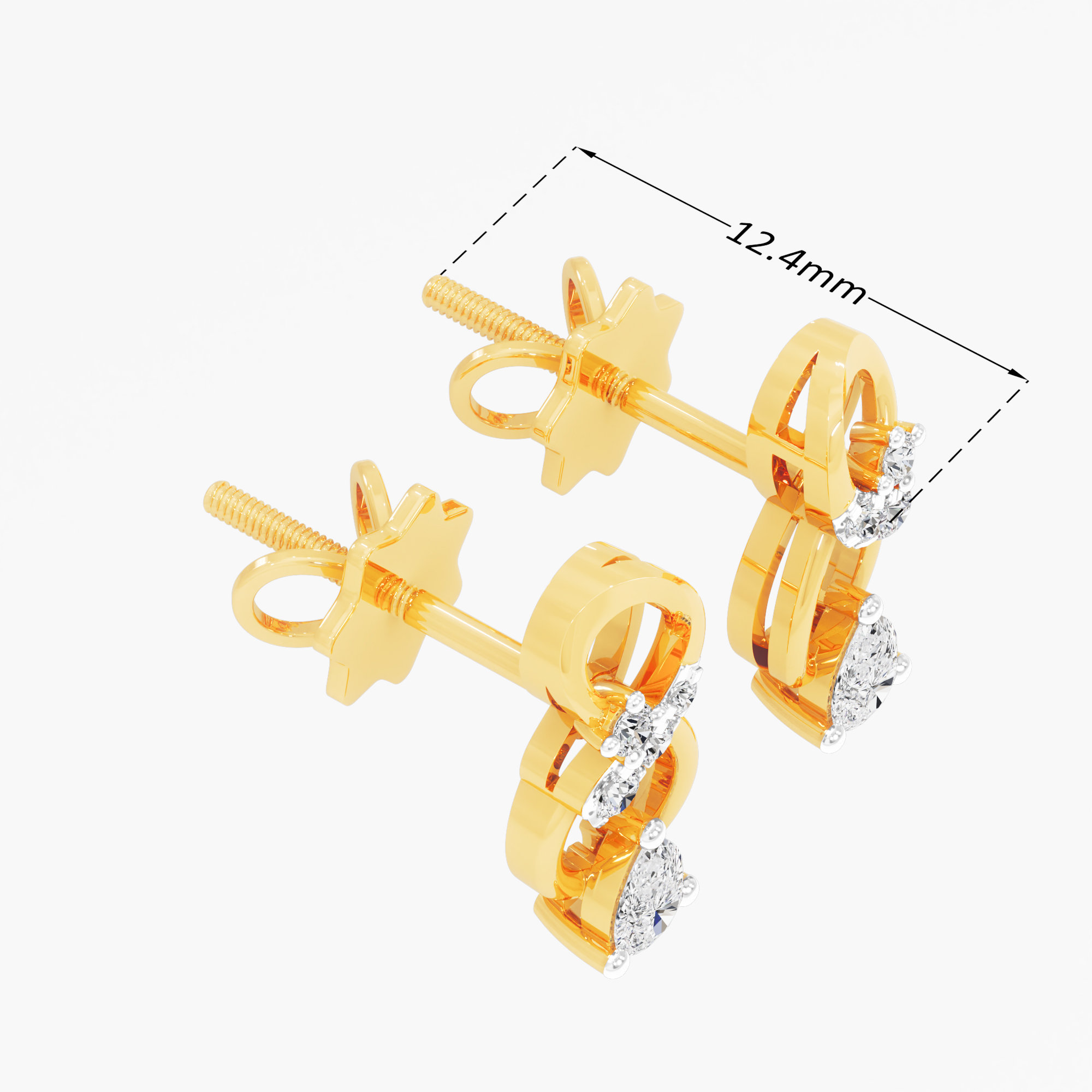 Locket Circle Stud Earrings in 9KT Yellow Gold (Diamond Quality: FG-VVS VS)