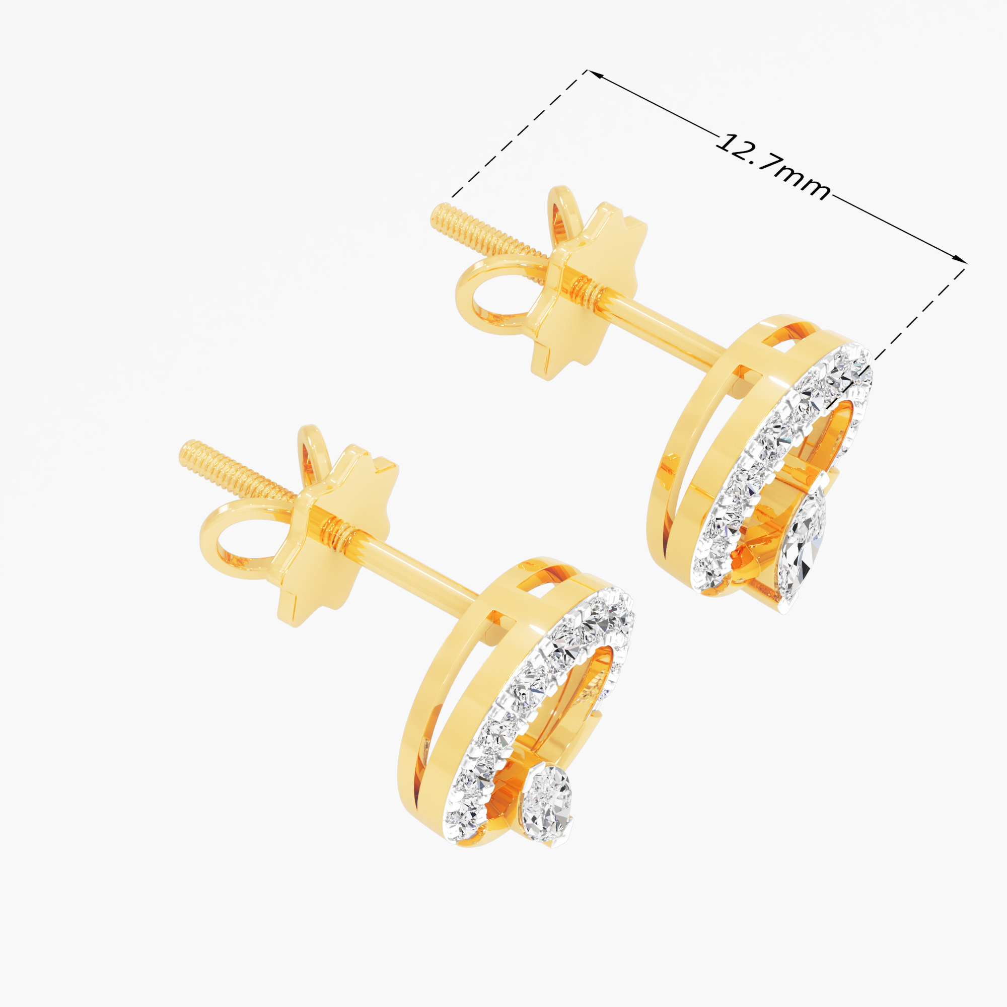 Marquise Moonrise Stud Earrings in 9KT Yellow Gold (Diamond Quality: FG-VVS VS)