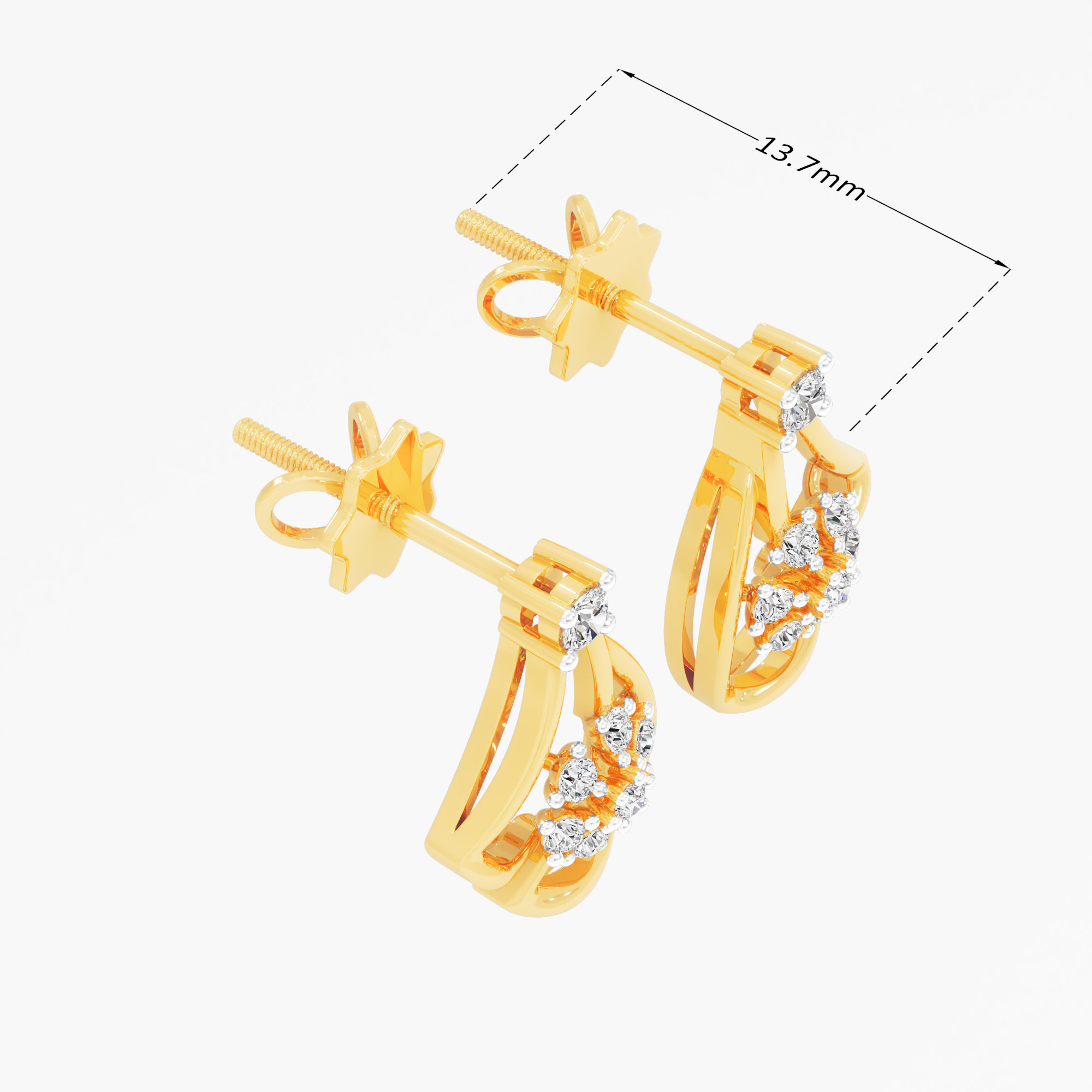 Starburst Drop Stud Earrings in 9KT Yellow Gold (Diamond Quality:FG-VVS VS)