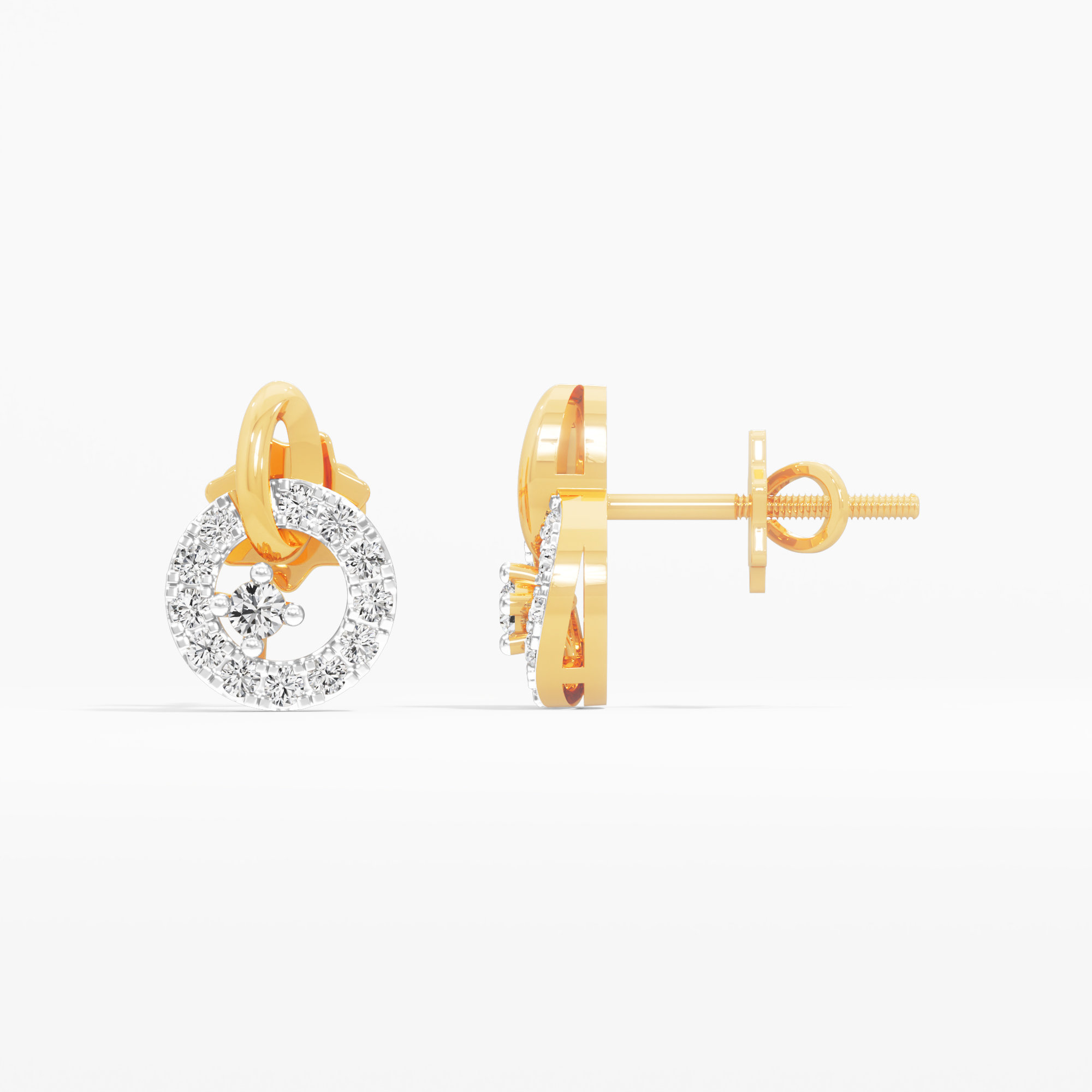 Orbit Circle Stud Earrings in 9KT Yellow Gold (Diamond Quality: FG-VVS VS)