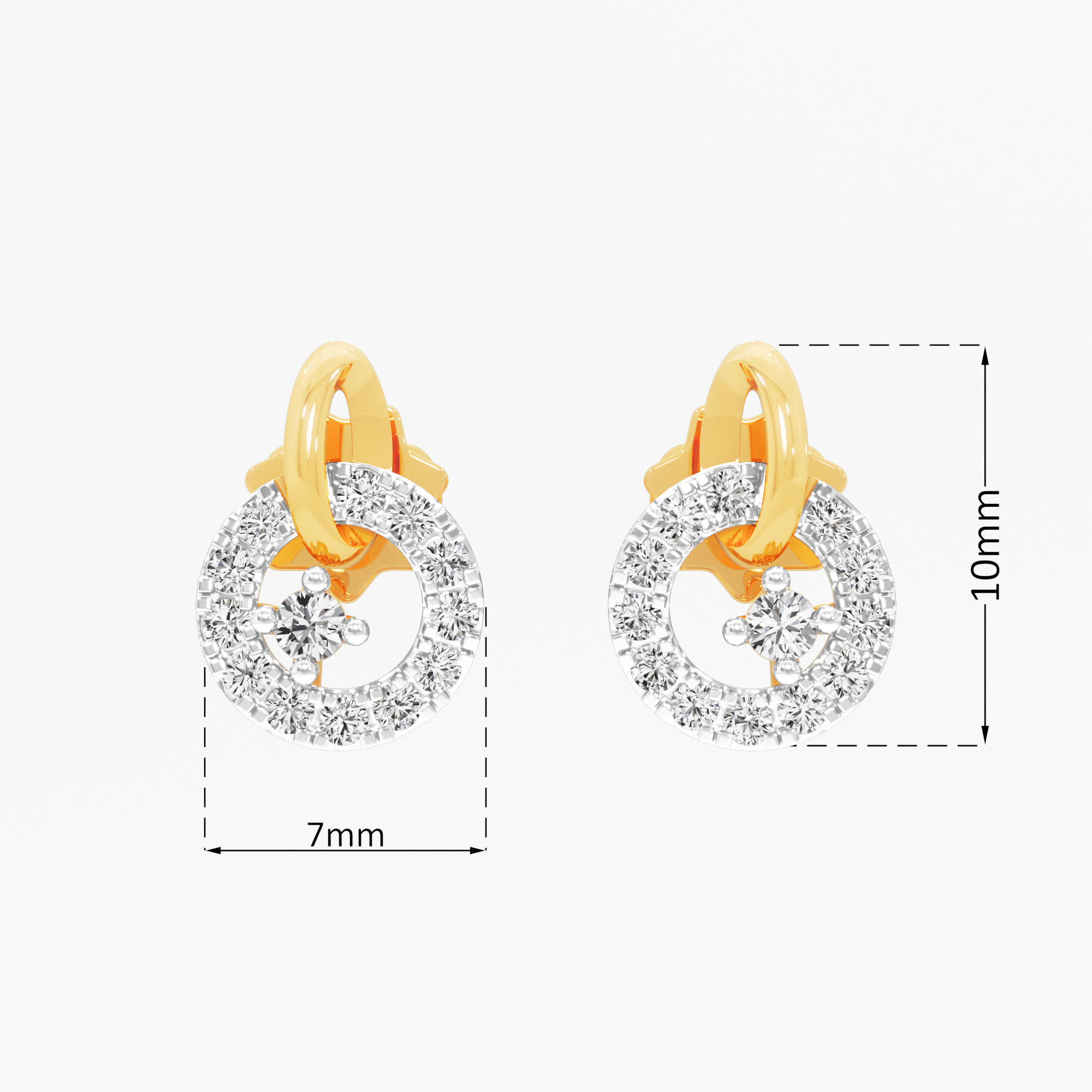 Orbit Circle Stud Earrings in 9KT Yellow Gold (Diamond Quality: FG-VVS VS)
