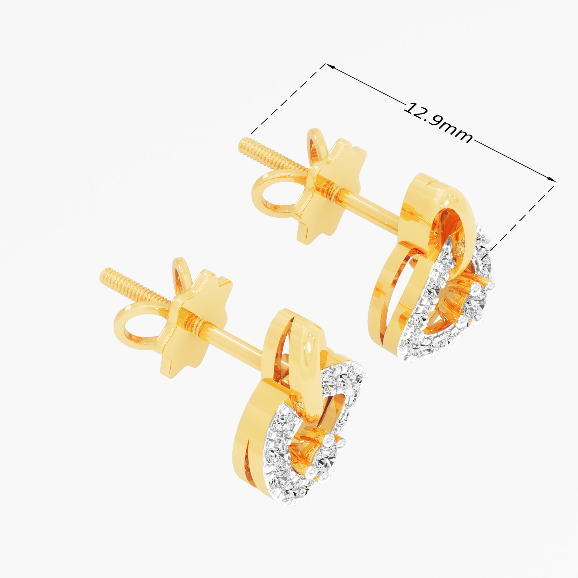 Orbit Circle Stud Earrings in 9KT Yellow Gold (Diamond Quality: FG-VVS VS)