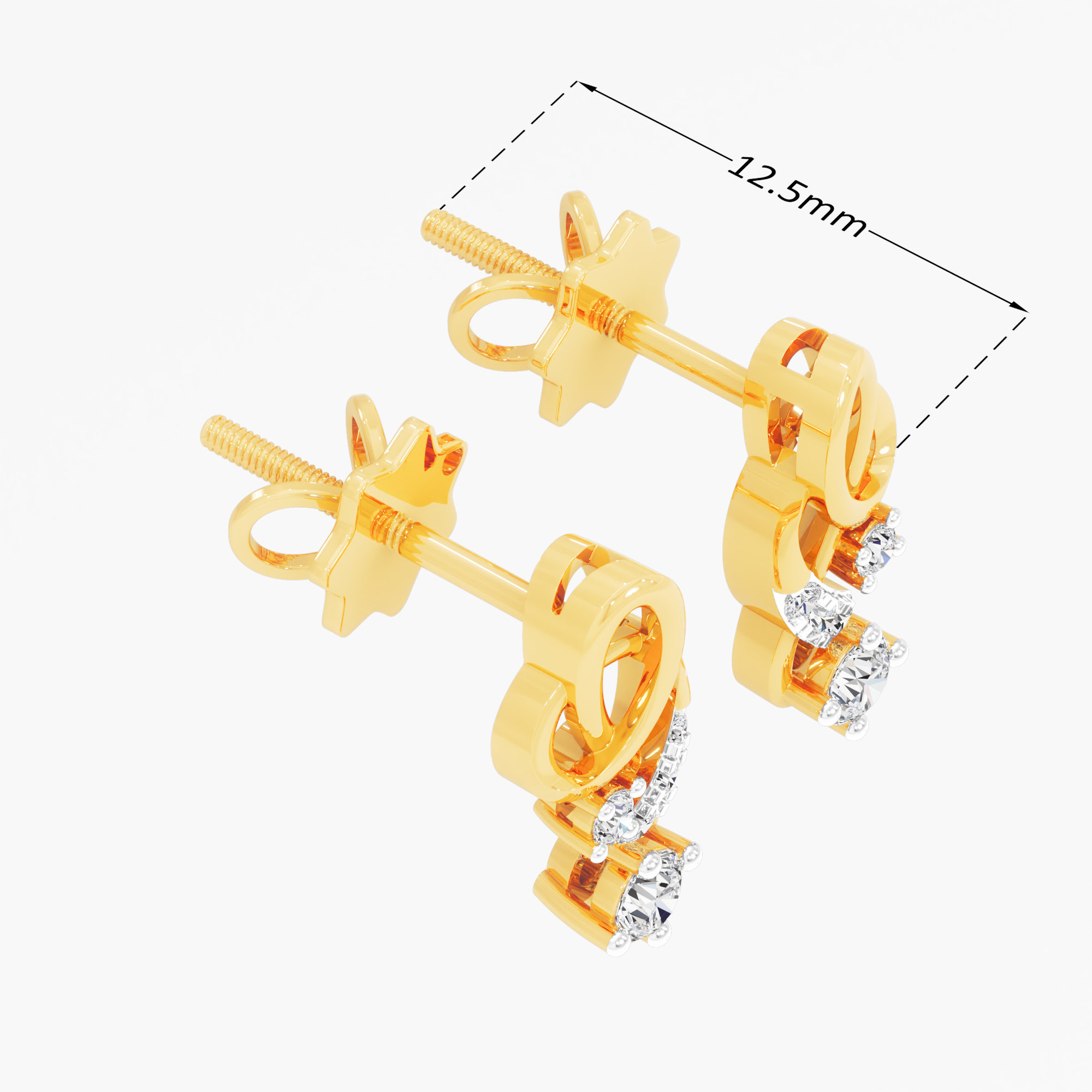 Cascade Knot Stud Earrings in 9KT Yellow Gold (Diamond Quality: FG-VVS VS)