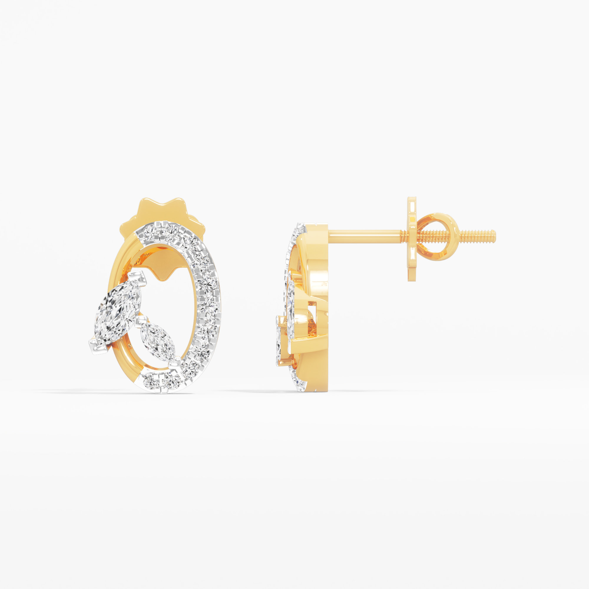 Orbit Duo Diamond Stud Earrings in 9KT Yellow Gold (Diamond Quality: FG-VVS VS)