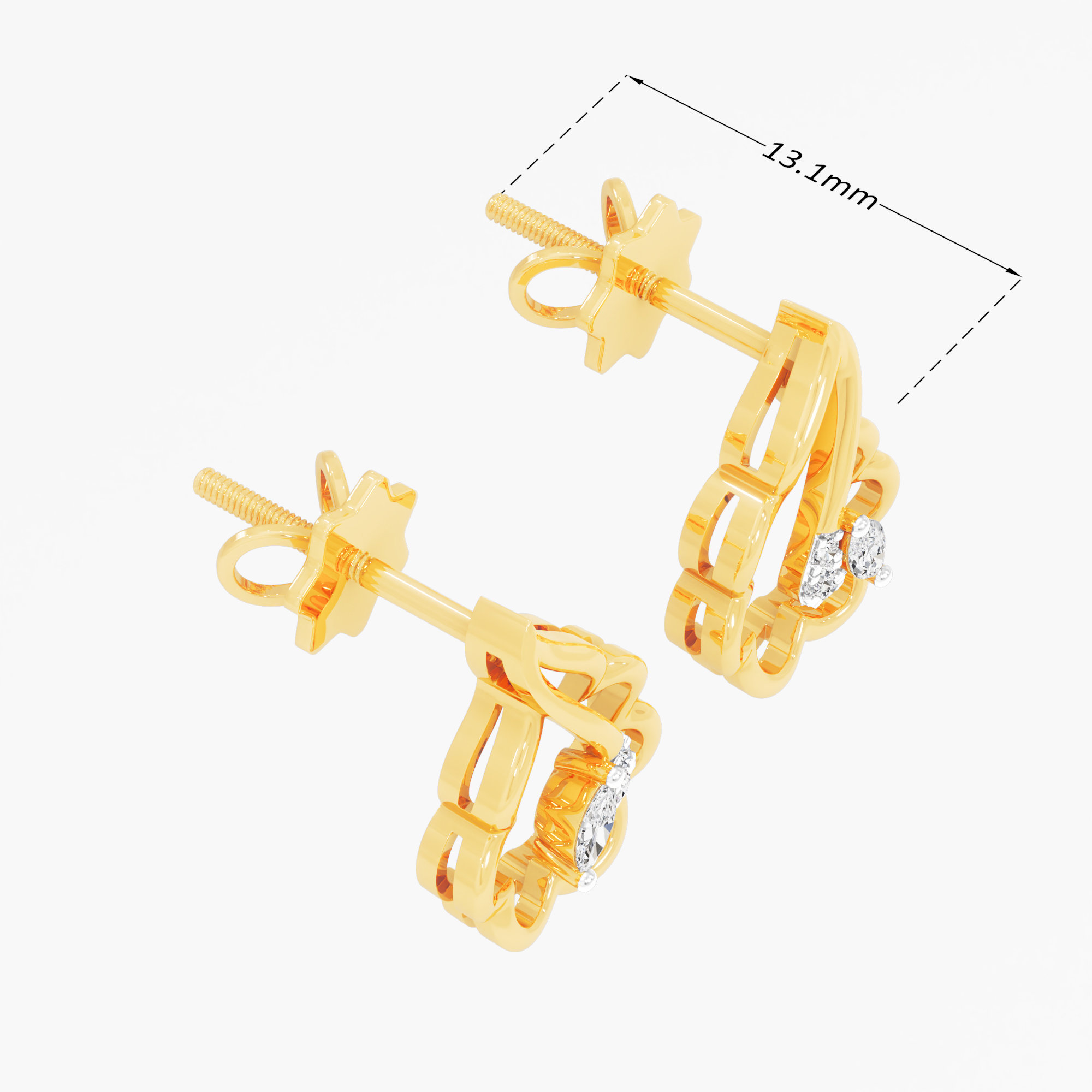Quatrefoil Pear Stud Earrings in 9KT Yellow Gold (Diamond Quality:FG-VVS VS)