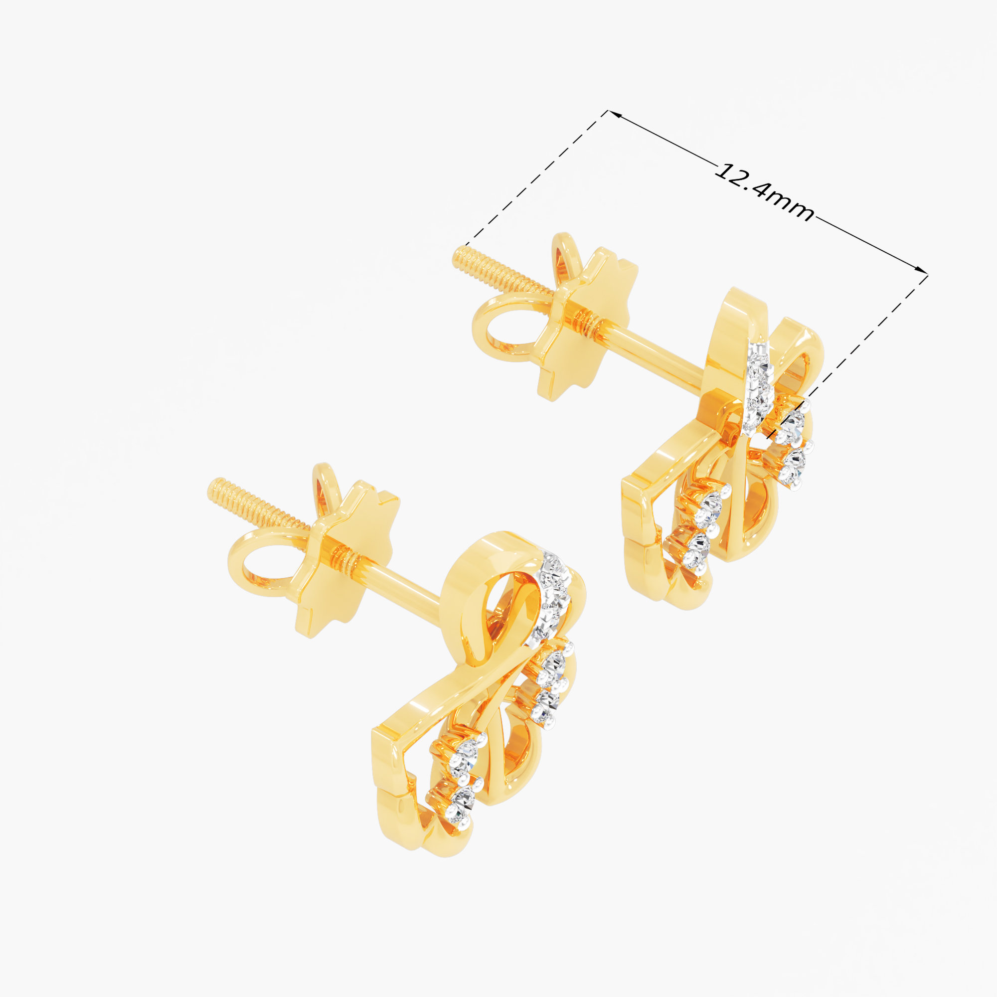Orchid Splayed Stud Earrings in 9KT Yellow Gold (Diamond Quality:FG-VVS VS)