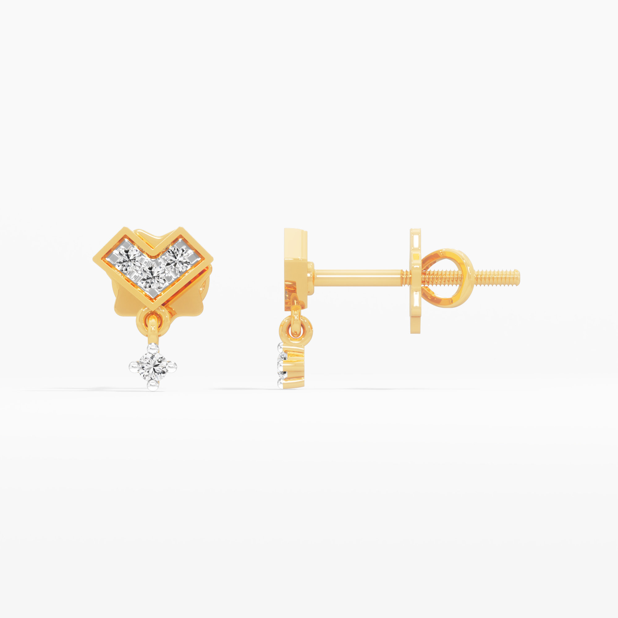 Radiant Heart Stud Earrings in 9KT Yellow Gold (Diamond Quality: EF-VVS VS)
