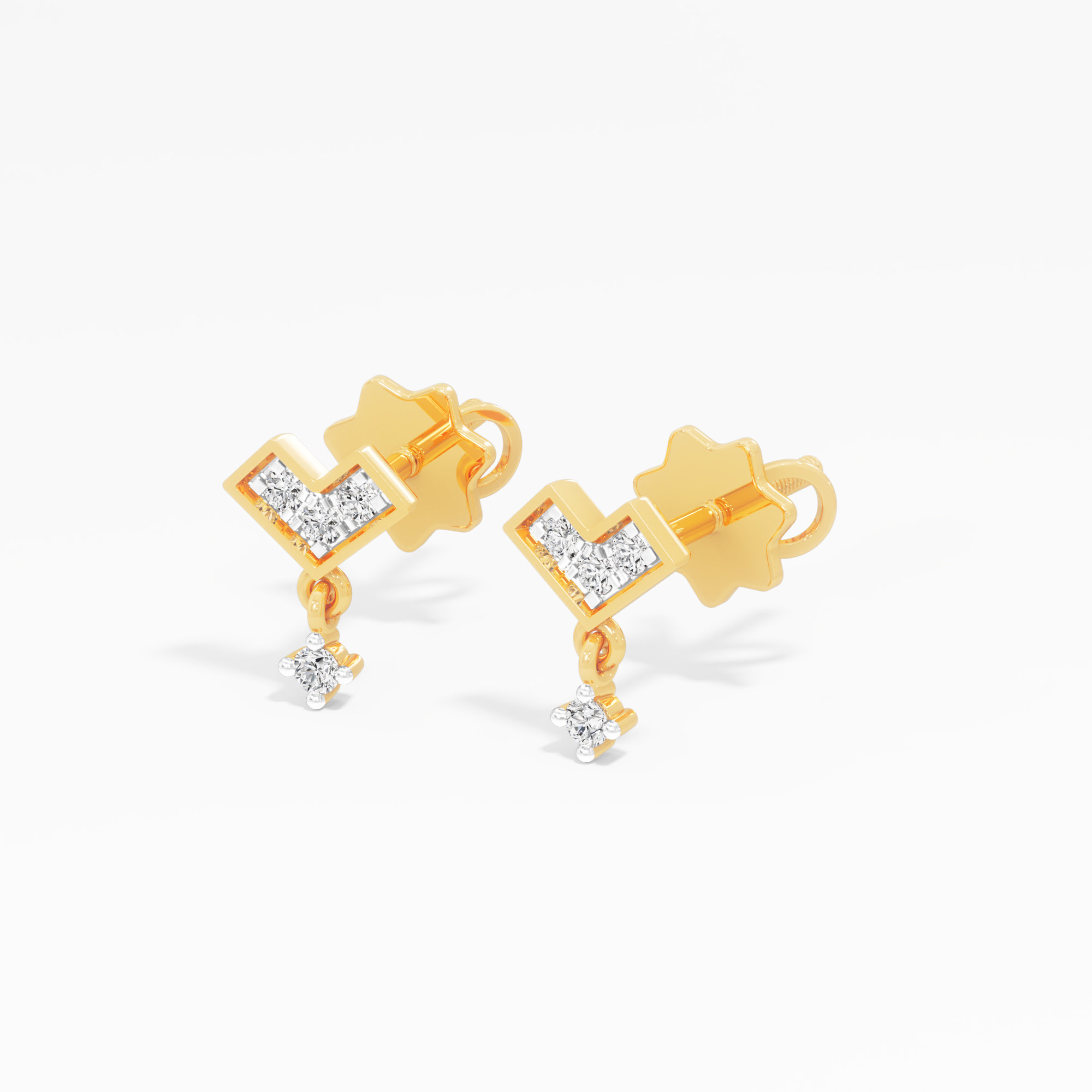 Radiant Heart Stud Earrings in 9KT Yellow Gold (Diamond Quality: EF-VVS VS)