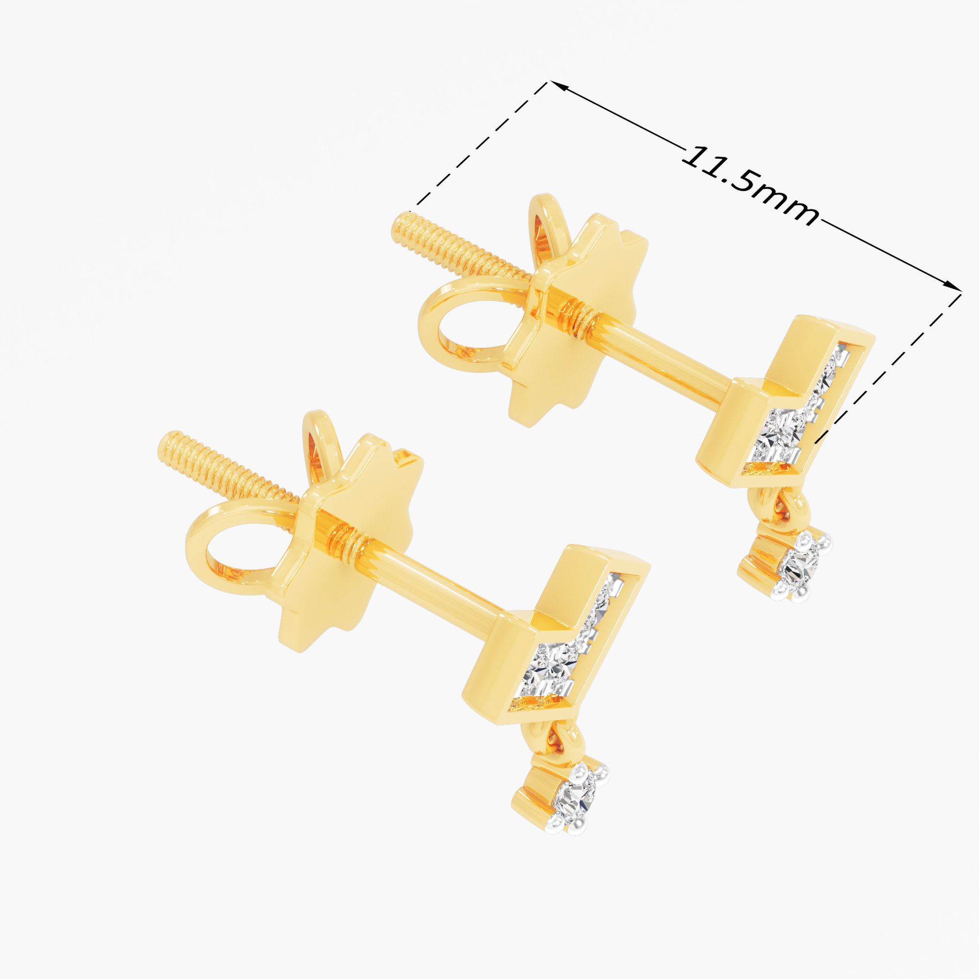 Radiant Heart Stud Earrings in 9KT Yellow Gold (Diamond Quality: EF-VVS VS)