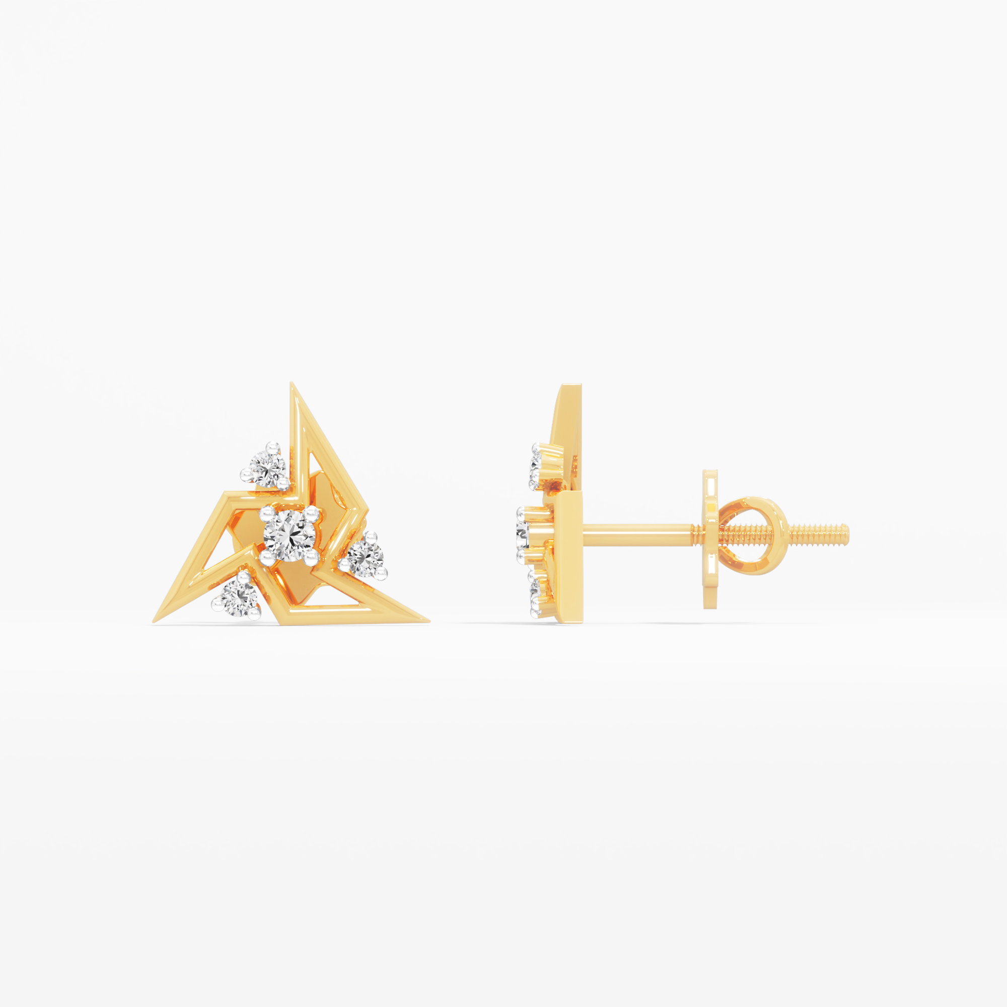 Astral Crest Stud Earrings in 9KT Yellow Gold (Diamond Quality: FG-VVS VS)