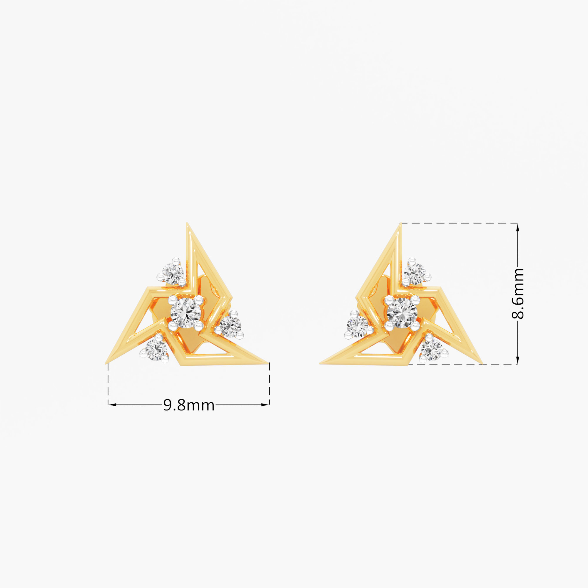 Astral Crest Stud Earrings in 9KT Yellow Gold (Diamond Quality: FG-VVS VS)