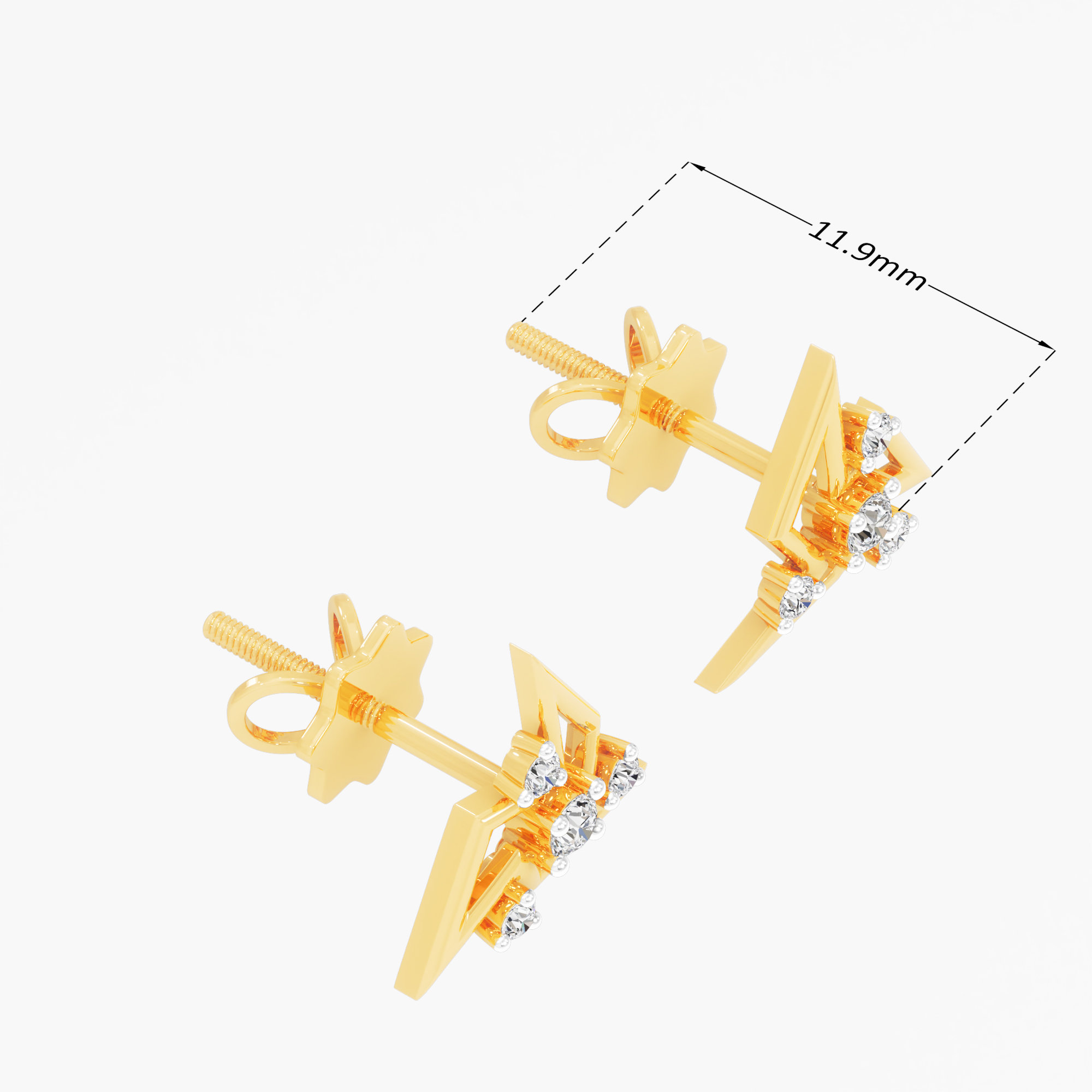 Astral Crest Stud Earrings in 9KT Yellow Gold (Diamond Quality: FG-VVS VS)