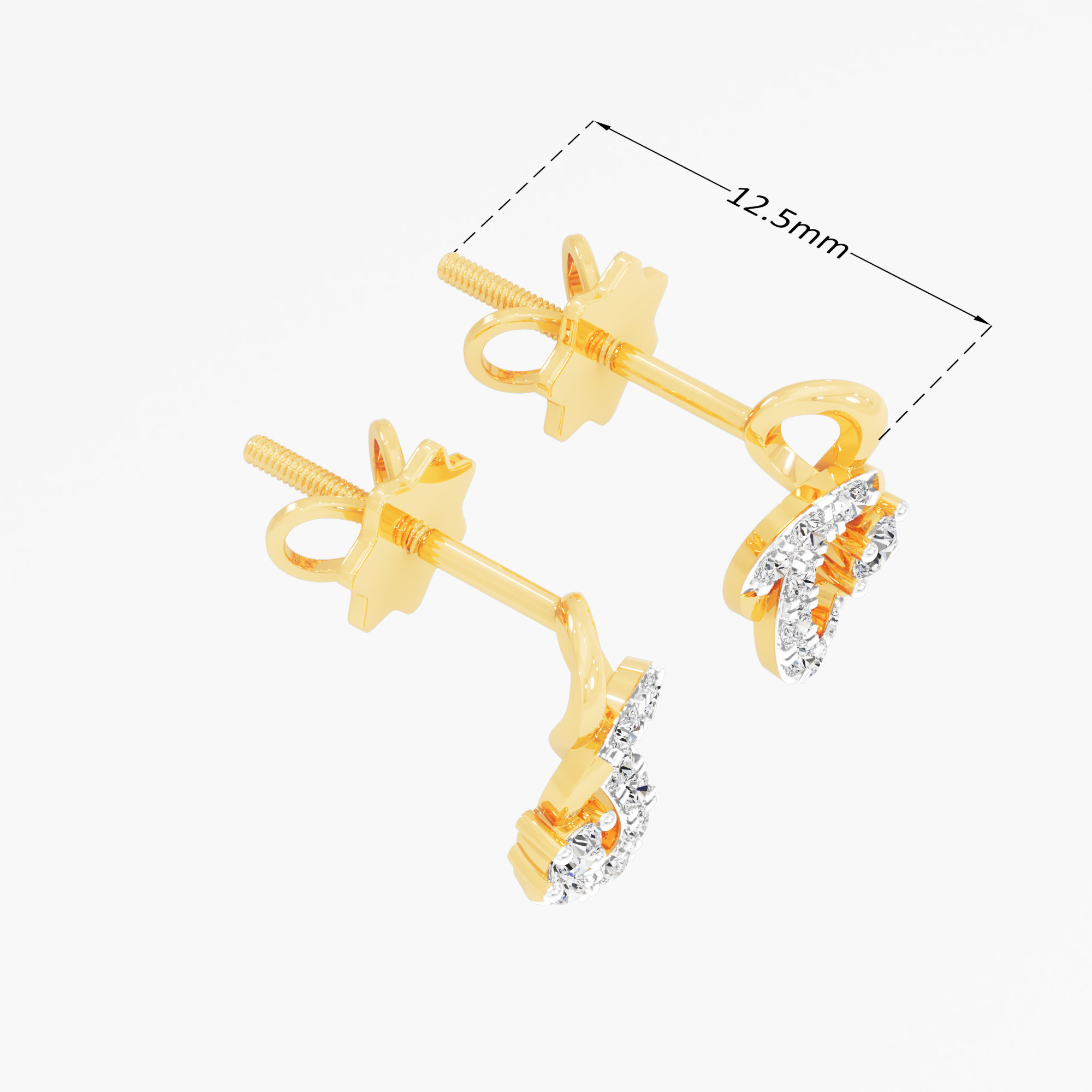 Flowing Grace Stud Earrings in 9KT Yellow Gold (Diamond Quality: EF-VVS)