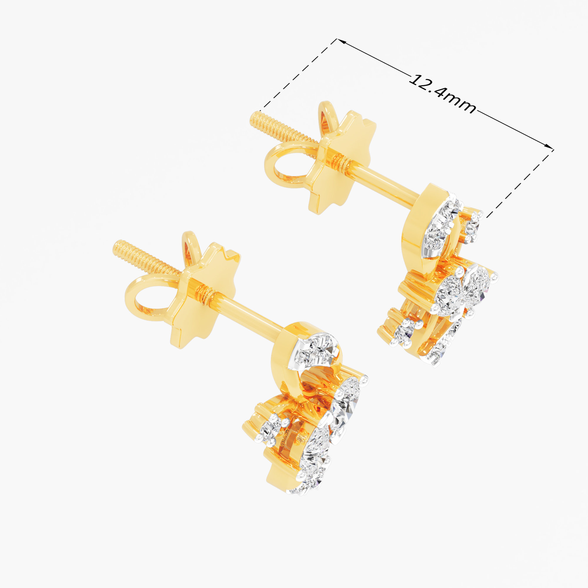 Dewdrop Petals Stud Earrings in 9KT Yellow Gold (Diamond Quality: FG-VVS VS)