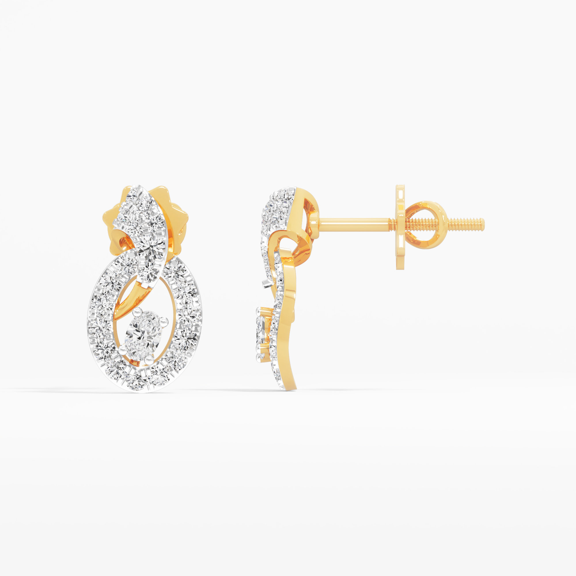 Eternal Swirl Stud Earrings in 9KT Yellow Gold (Diamond Quality: FG-VVS VS)