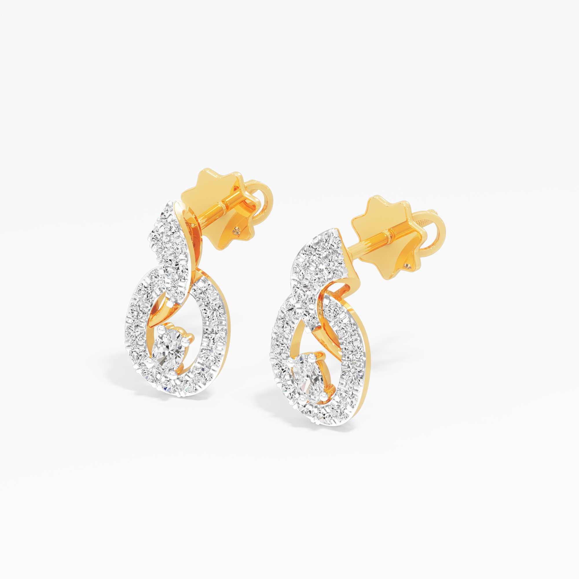 Eternal Swirl Stud Earrings in 9KT Yellow Gold (Diamond Quality: FG-VVS VS)
