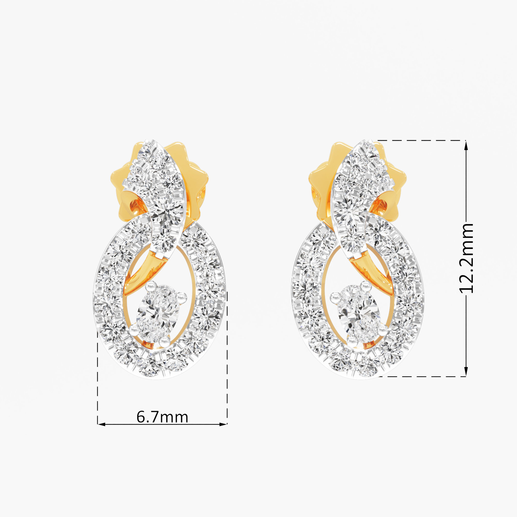 Eternal Swirl Stud Earrings in 9KT Yellow Gold (Diamond Quality: FG-VVS VS)